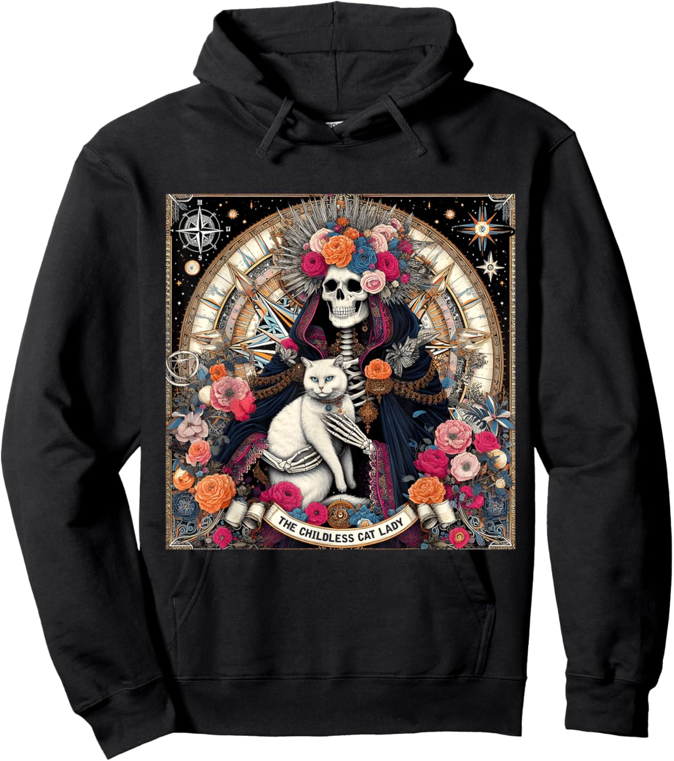 Childless Cat Lady Tarot Card Shirt Skeleton Cat Mom Mama Hoodie - Hoodie | Black