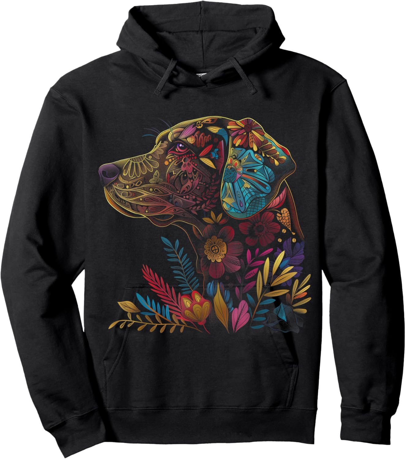 Labrador Dog Vintage Flowers Black Lab Mom Hoodie - Hoodie | Black