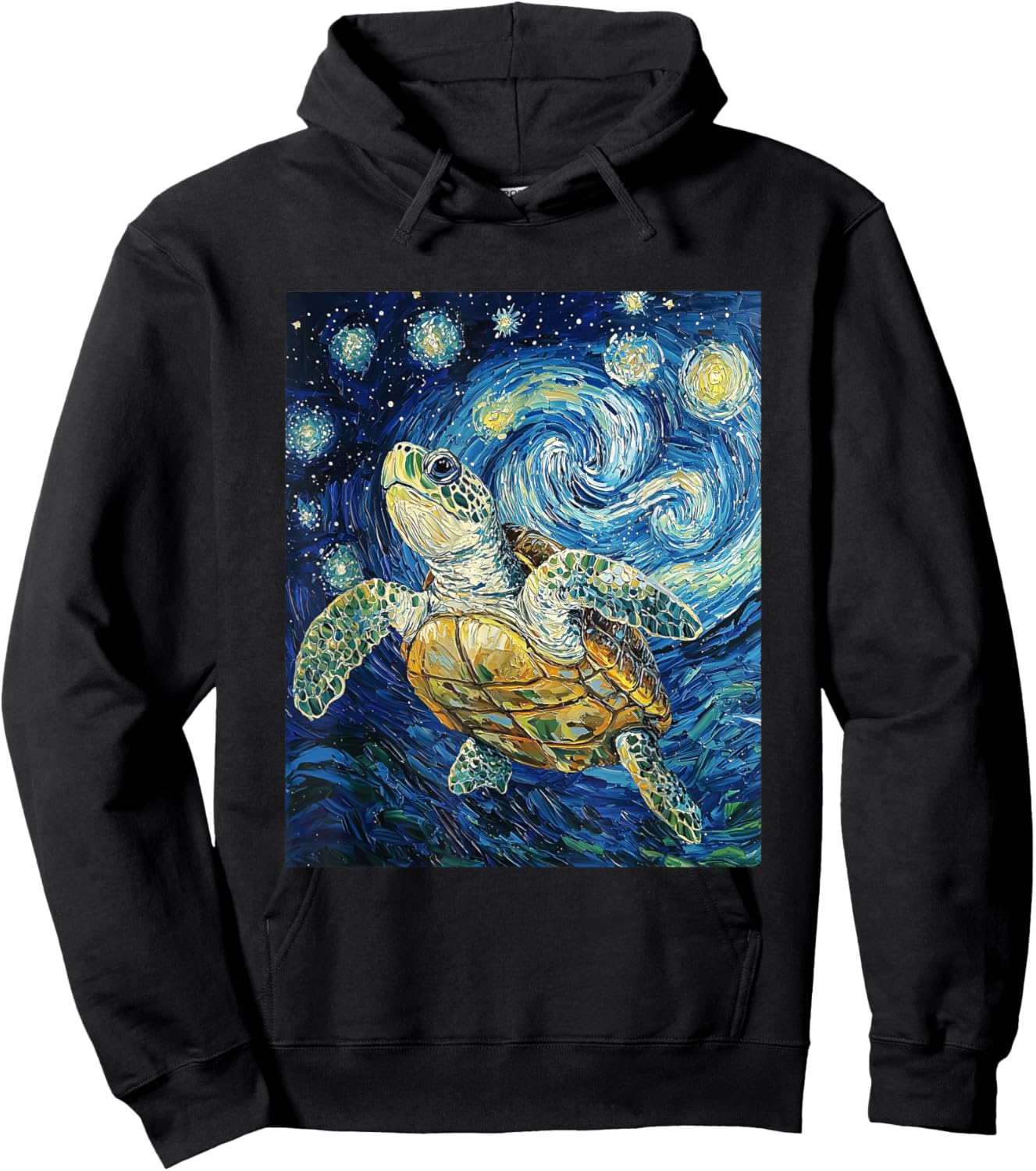Cute Tortoise Turtle - Van Gogh Style - Starry Night Hoodie - Hoodie | Black