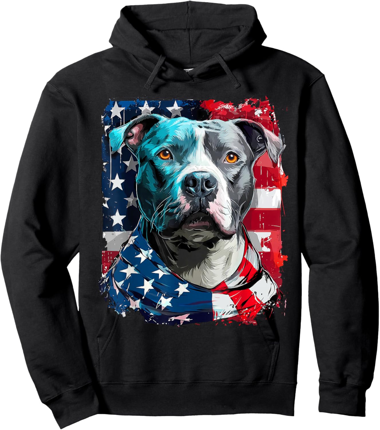 American Pitbull Terrier USA Flag Patriotic Pit Bull Dog Hoodie - Hoodie | Black