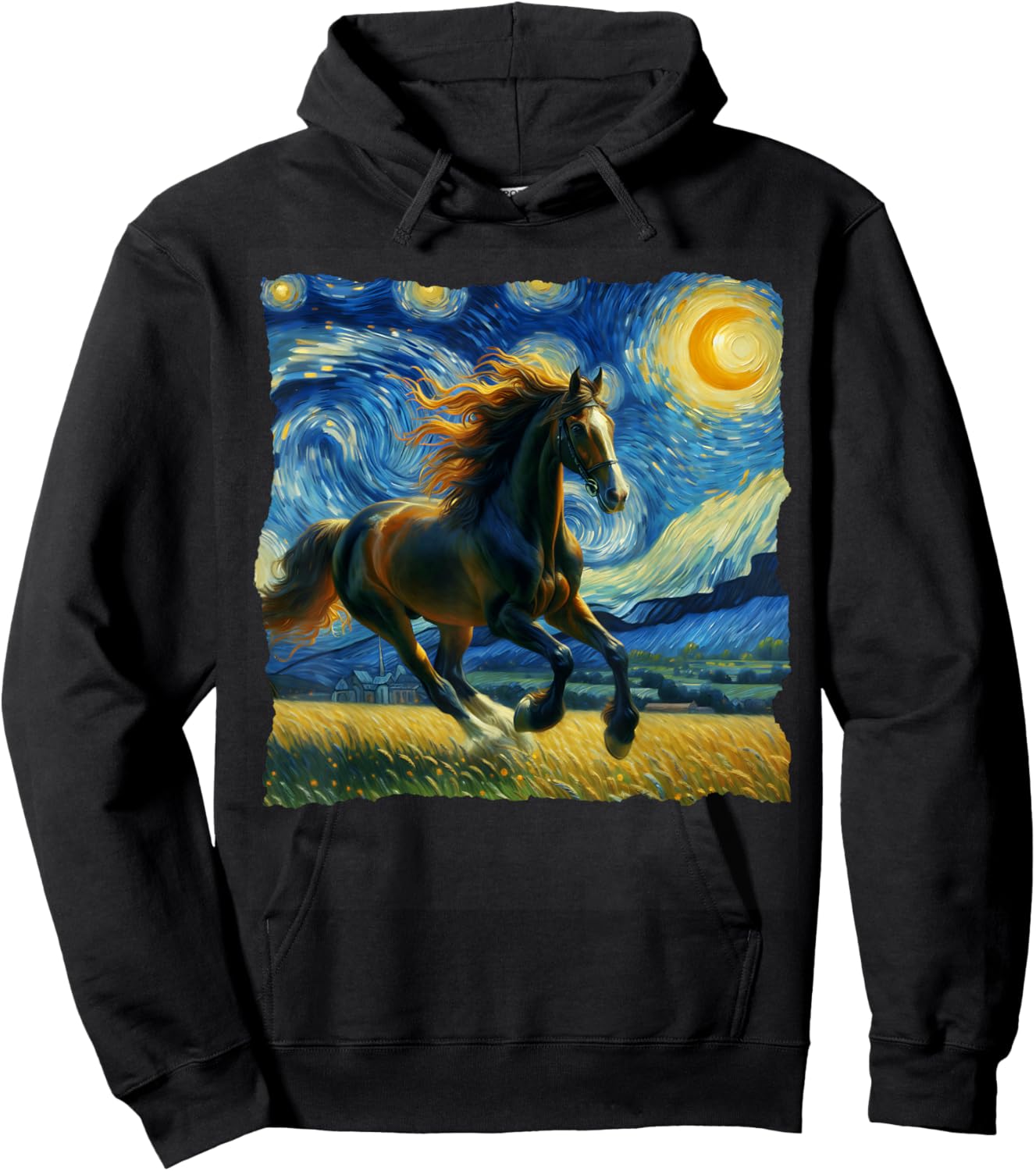Trakehner Starry Night Trakehner Horse Hoodie - Hoodie | Black