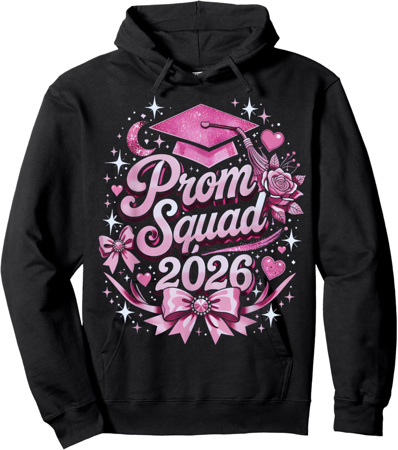 Prom Squad 2026 Class Coquette Bow Graduation Party Matching Hoodie - Hoodie | Black