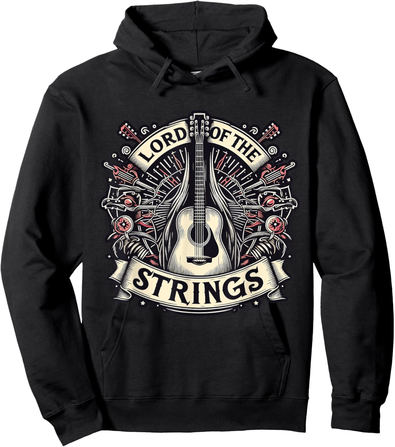 Lord of the Strings Guitar Musician Fantasy Hoodie - Hoodie | Black