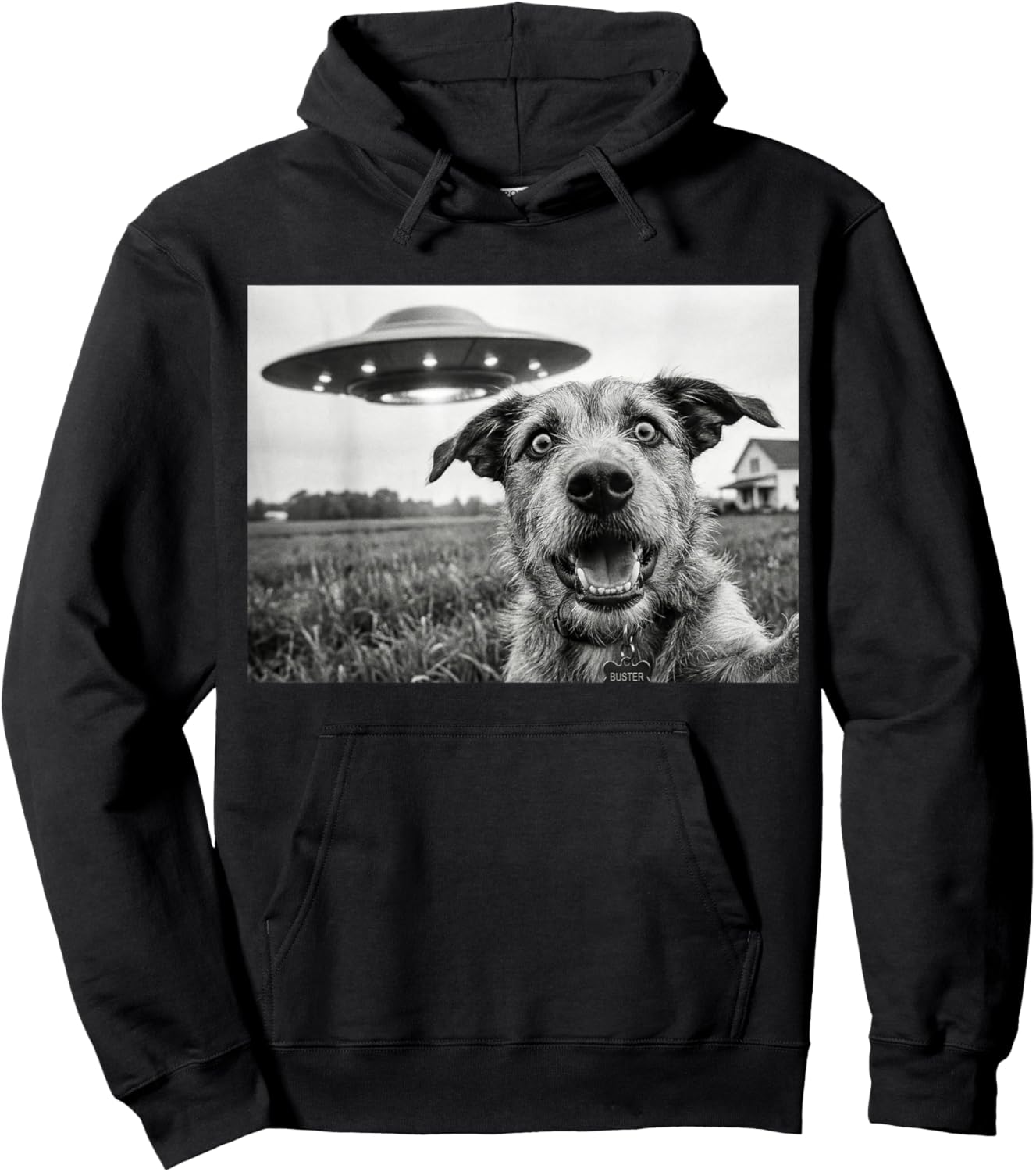 Funny Dog Selfie UFO Flying Saucer Sci-Fi Alien Hoodie - Hoodie | Black