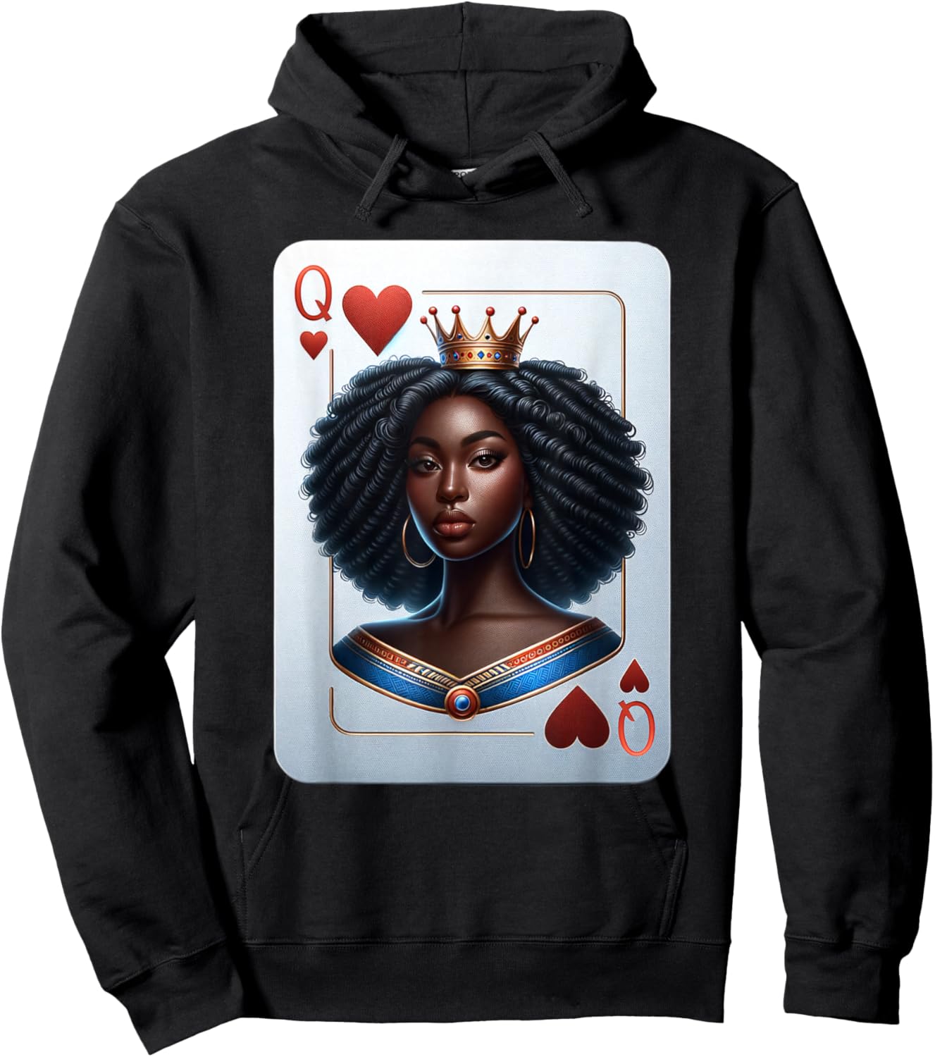 Black Queen of hearts card deck game proud black woman Hoodie - Hoodie | Black