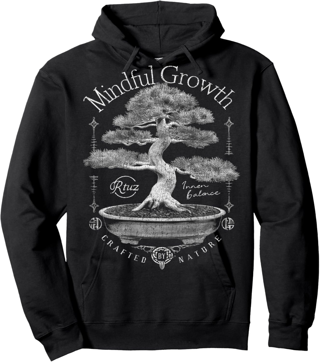 Back Print Vintage Y2K Streetwear Fashion Women Men Bonsai Hoodie - Hoodie | Black