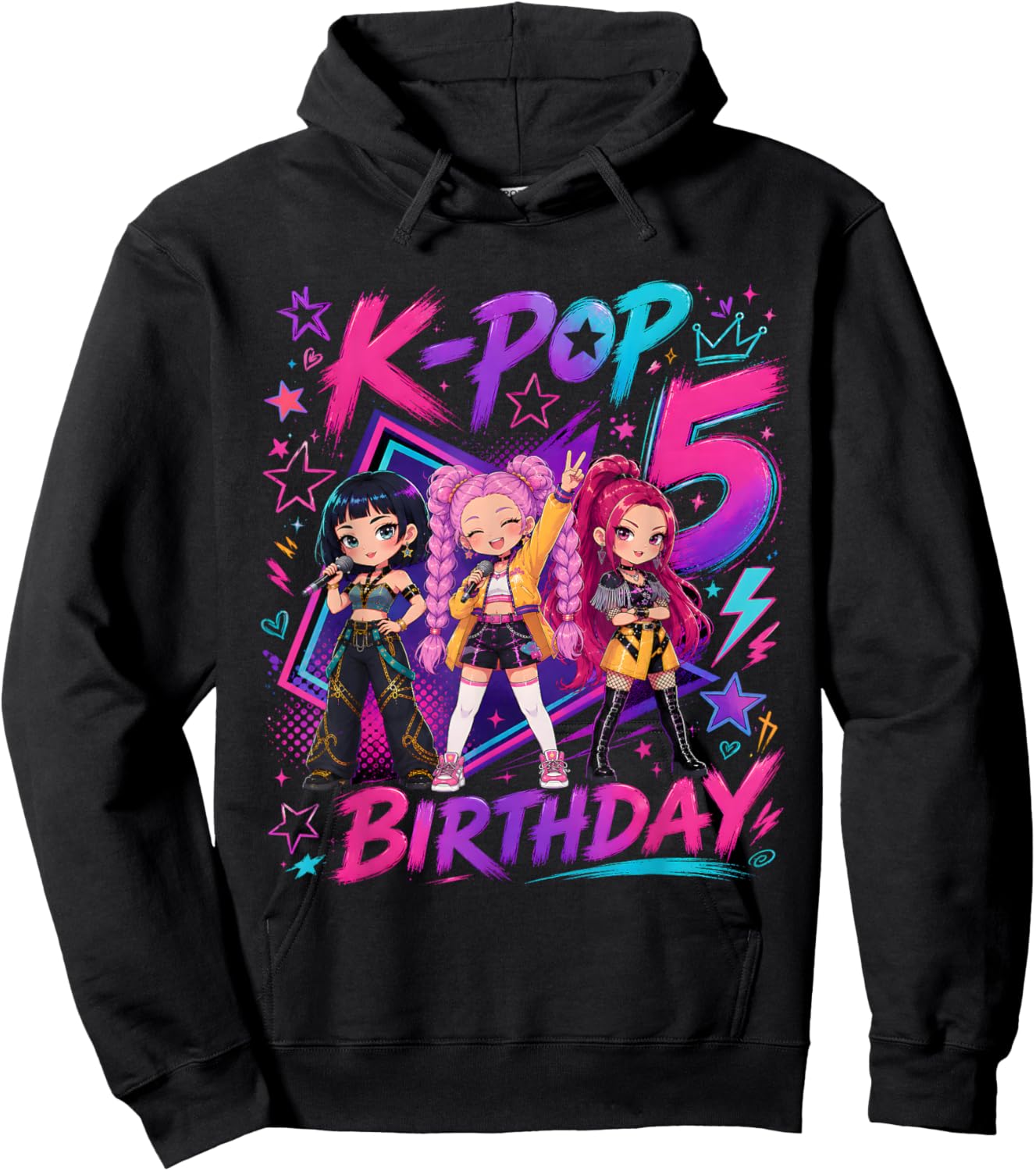 Kids It's My 5th K Pop Birthday Girl 5 Year Old K-Pop Bday Hoodie - Hoodie | Black