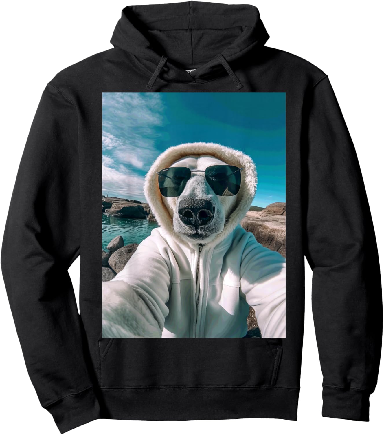 Selfie Polar Bear Styled Swag Funny Original Hoodie - Hoodie | Black
