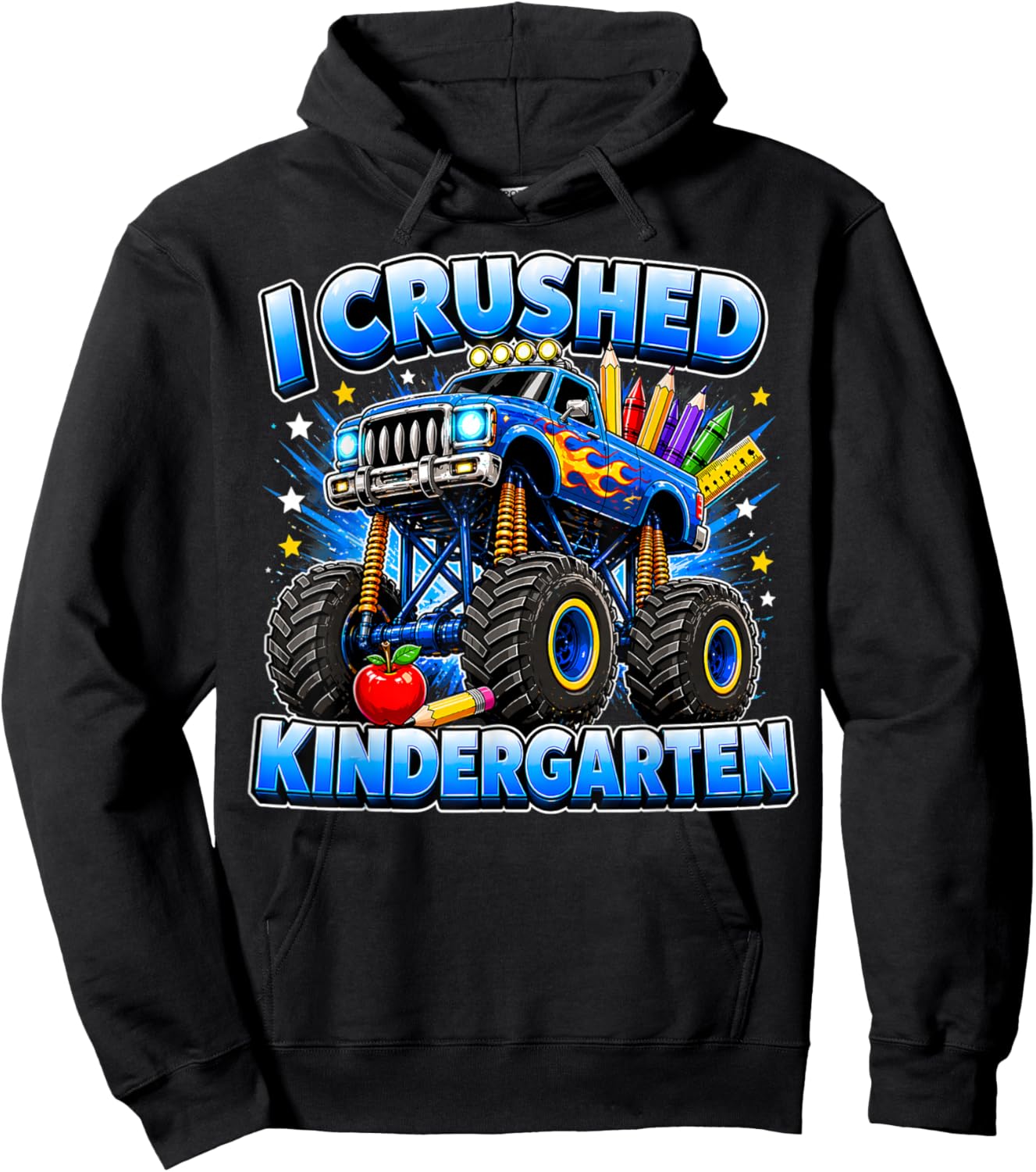 I Crushed Kindergarten Monster Truck Graduation Grad Boys Hoodie - Hoodie | Black