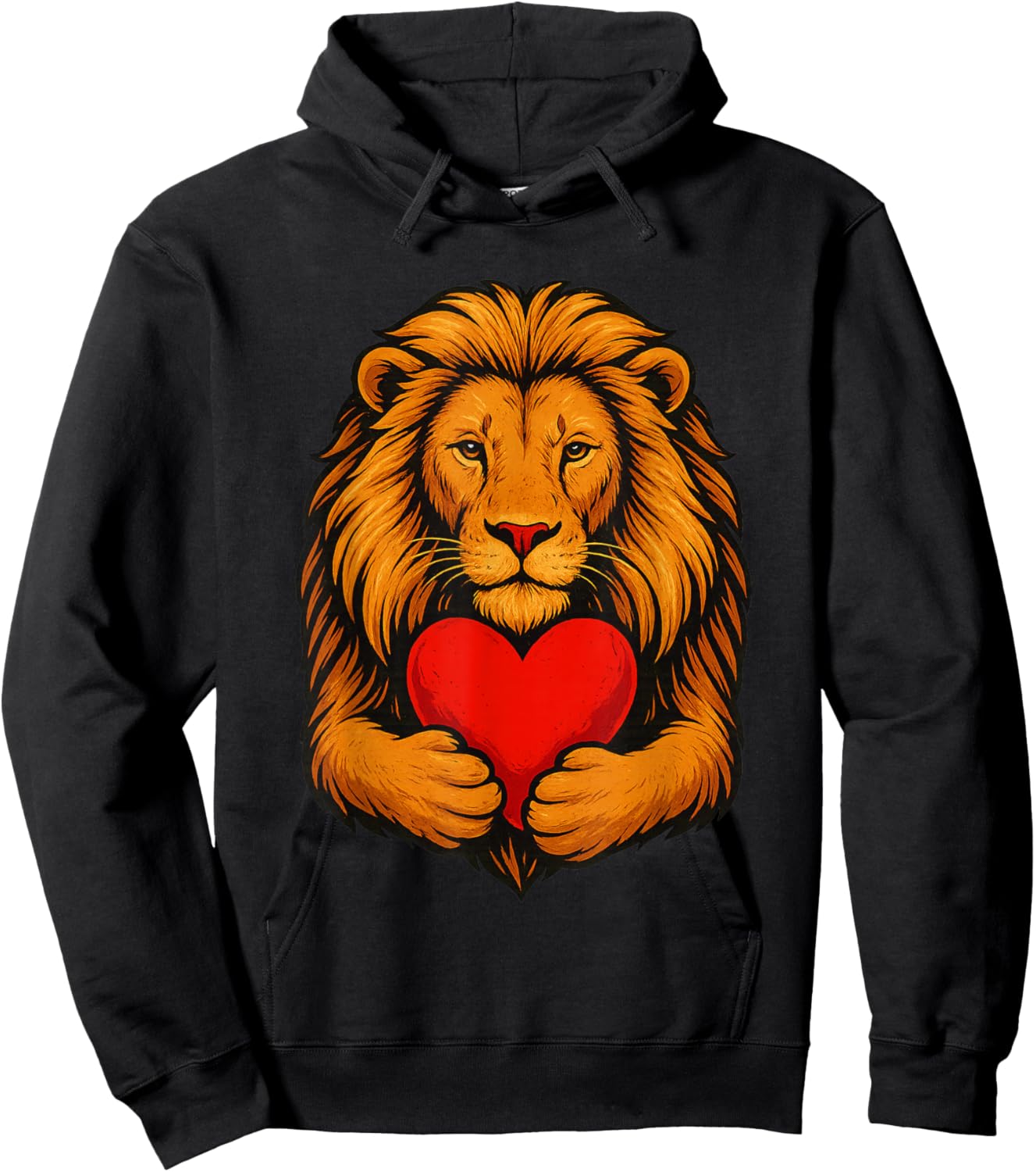 Lion Hugging Valentine Heart - Lions Valentines Day Hoodie - Hoodie | Black