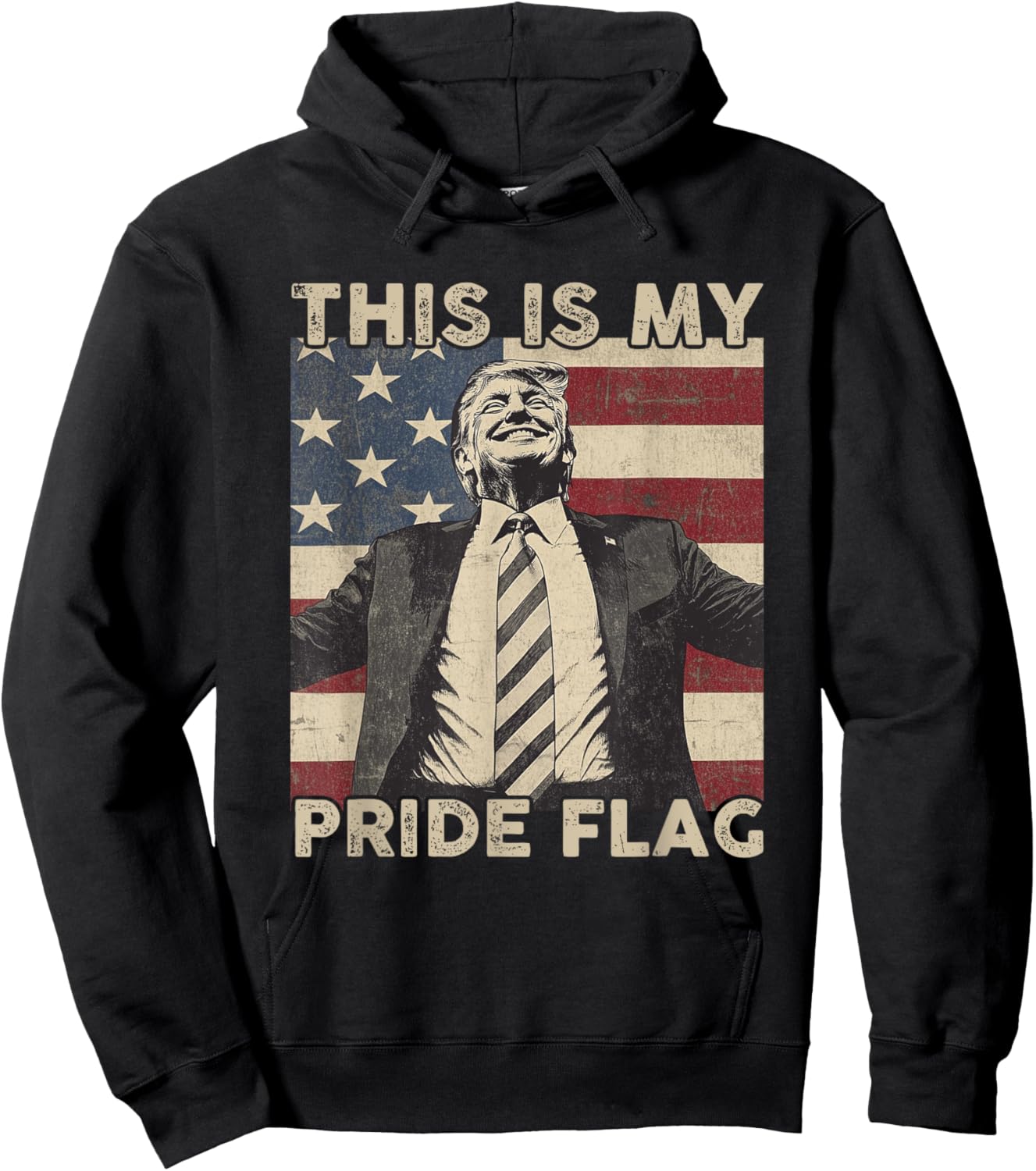 This Is My Pride Flag Trump USA Flag 4th of July Hoodie - Hoodie | Black