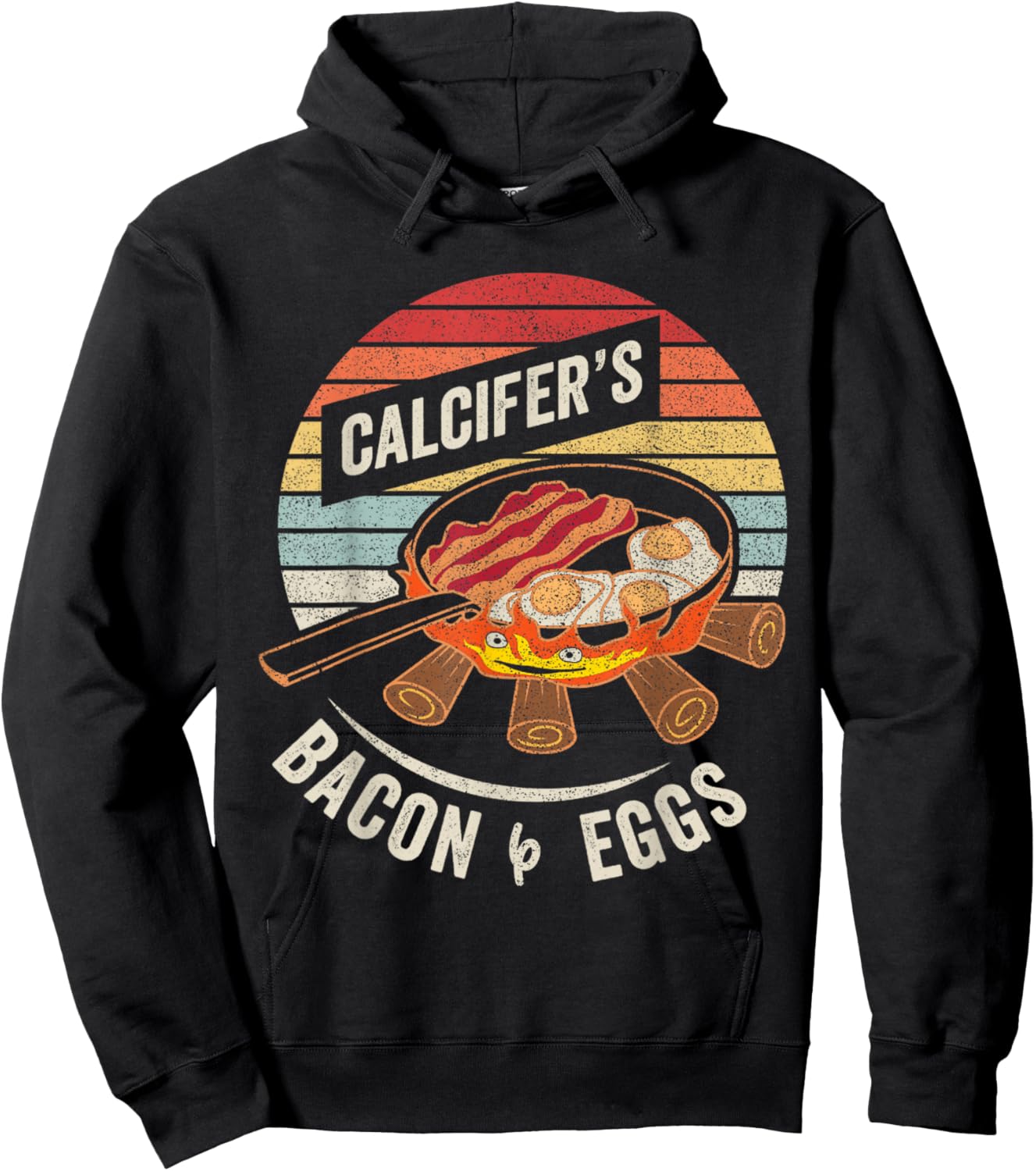 Retro Calcifer's Bacon and Egg Cook Food Lover Hoodie - Hoodie | Black