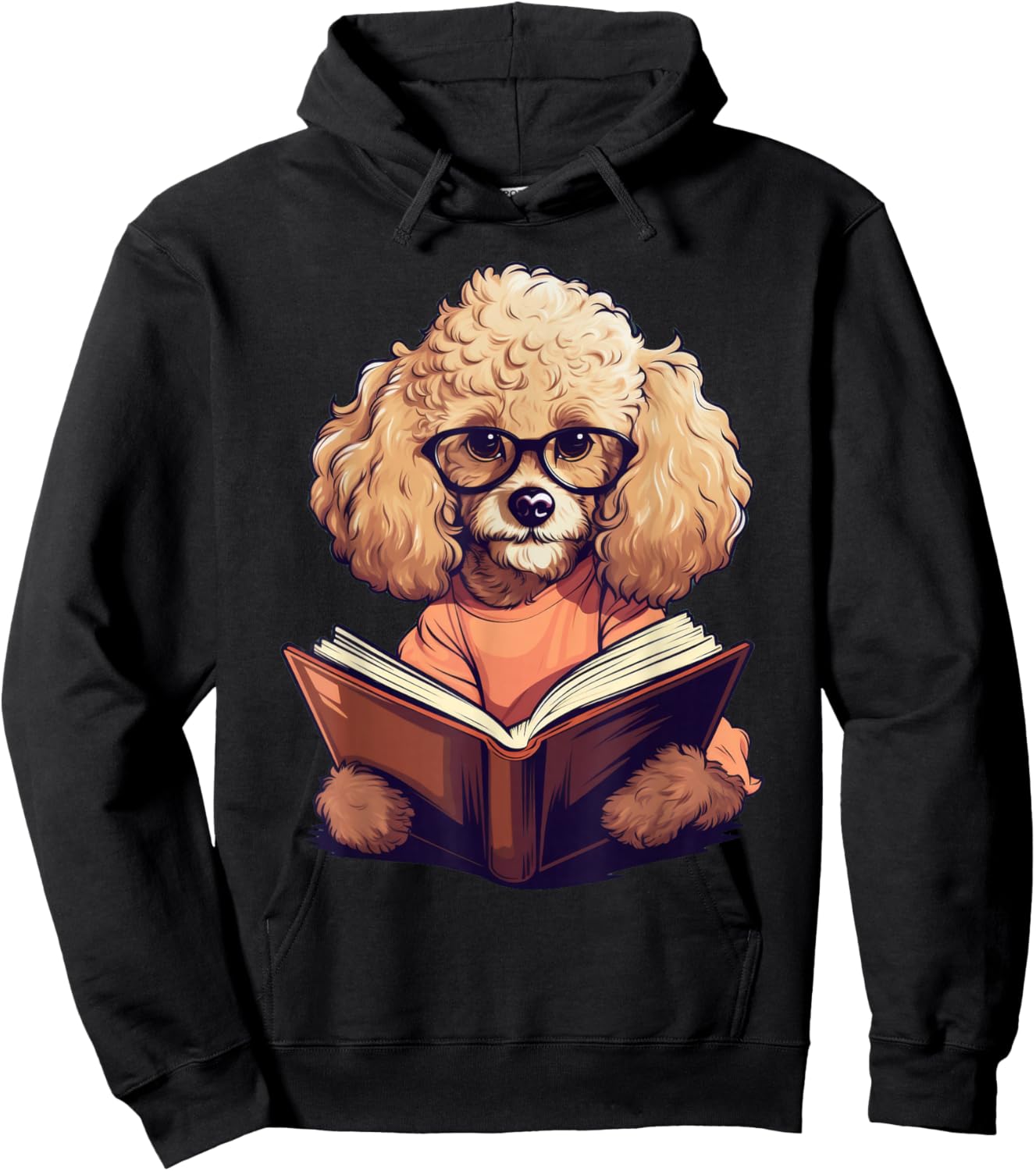 Cute Dog Poodle Reading Book Hoodie - Hoodie | Black