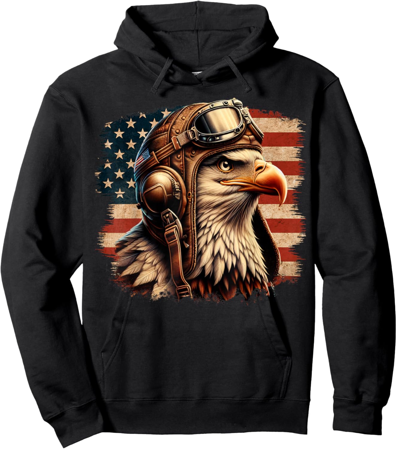 4th of July Patriotic American Shirt Eagle Fighter Pilot Women Kids Men Hoodie - Hoodie | Black