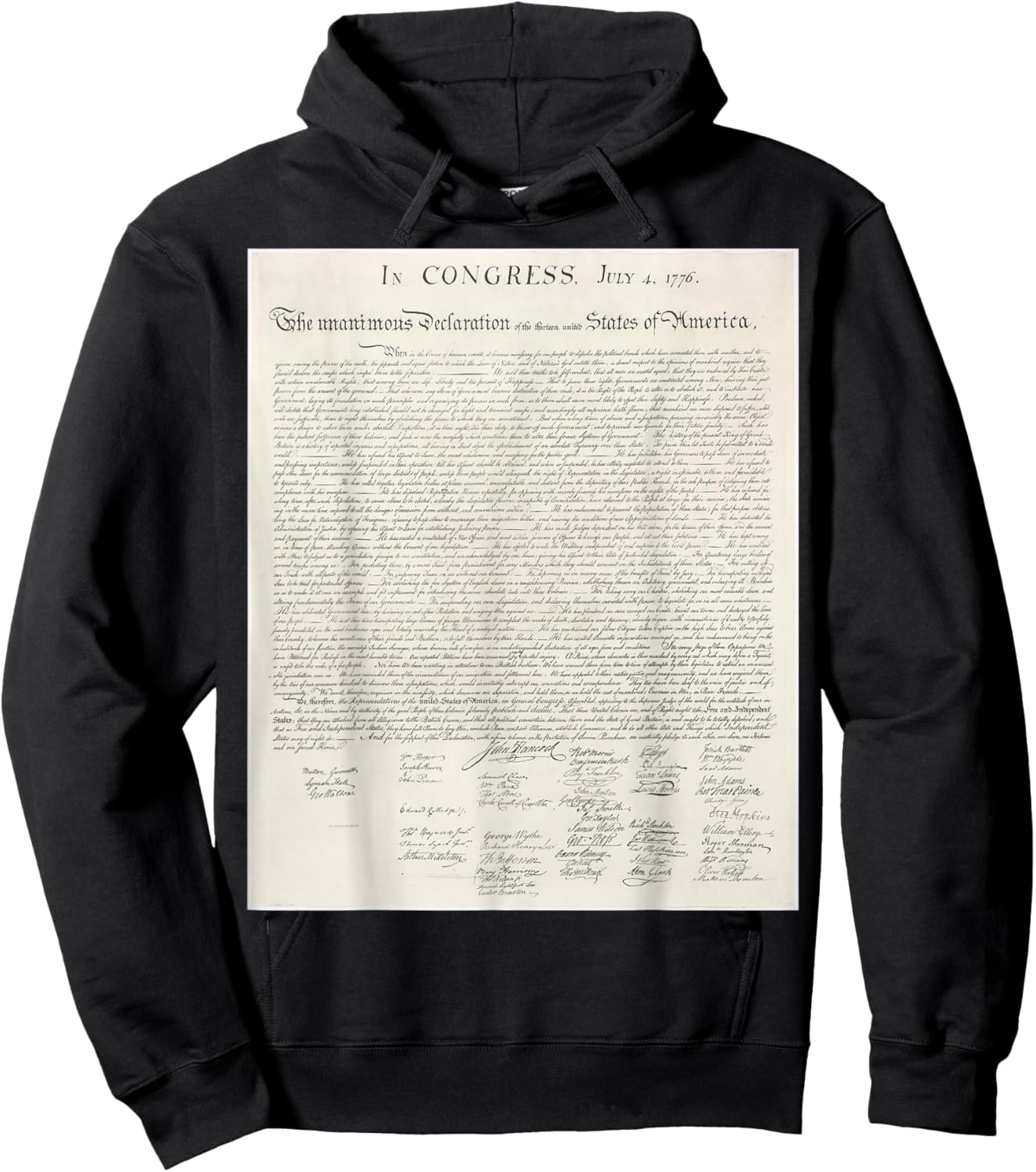 Declaration Of Independence Signatures Hoodie - Hoodie | Black
