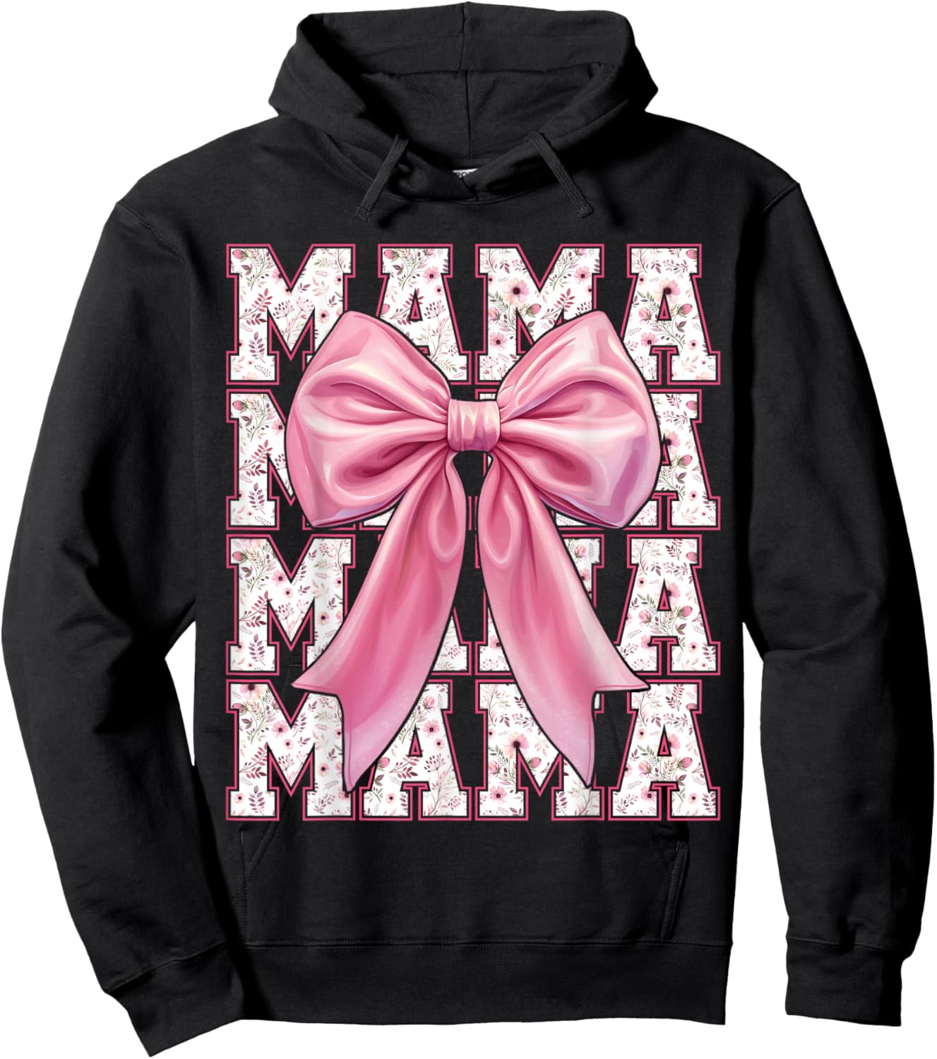Mama Coquette Pink Bow Floral Mother's Day For Mom Hoodie - Hoodie | Black