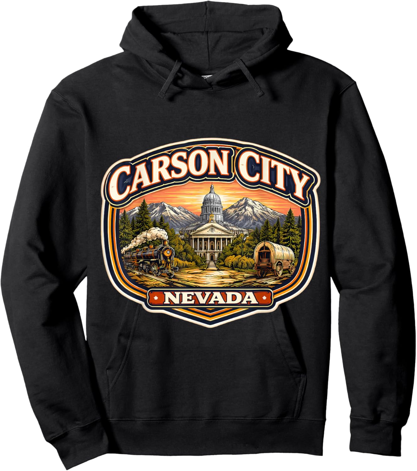 Carson City Nevada Souvenir State Capital Retro Vintage Hoodie - Hoodie | Black