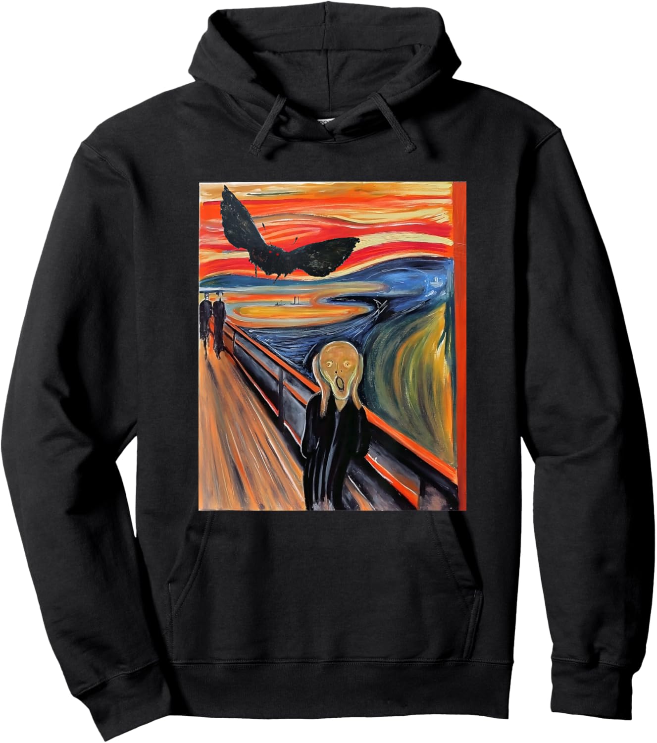 Mothman The Scream Mashup WV Cryptid Art Hoodie - Hoodie | Black