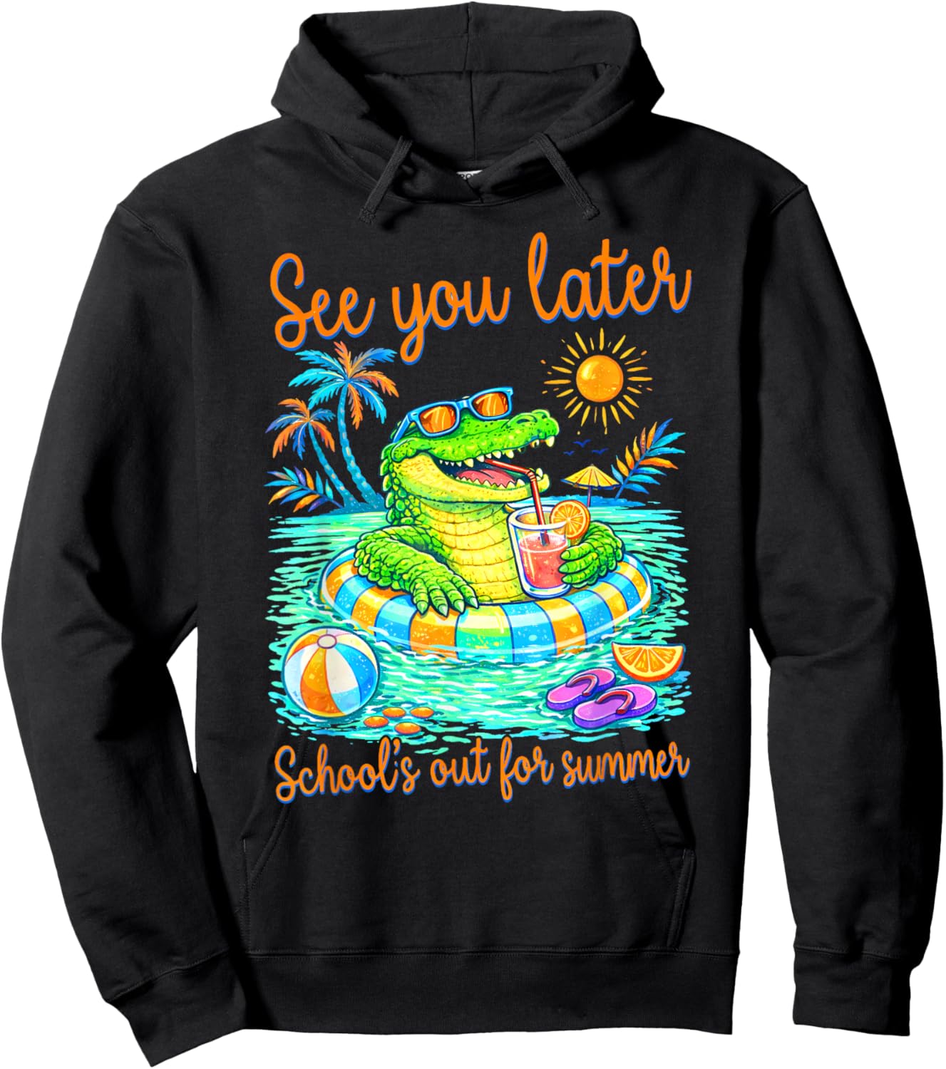 See You Later School’s Out for Summer Alligator Teacher Kids Hoodie - Hoodie | Black