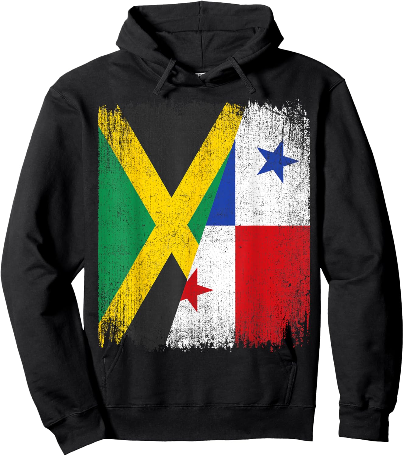 Half Jamaica Panama Flag Jamaican Panamanian Pride Roots Hoodie - Hoodie | Black