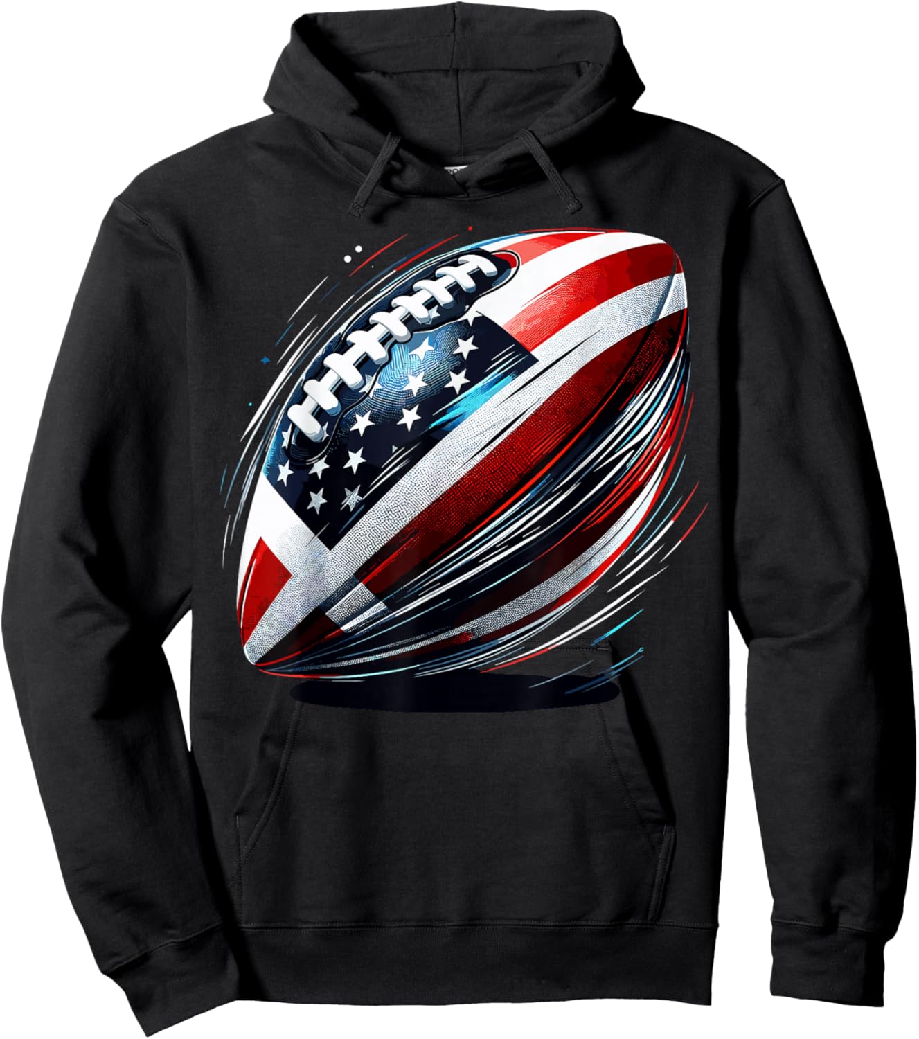 Football USA American Flag Colorful 4th of July Patriotic Hoodie - Hoodie | Black