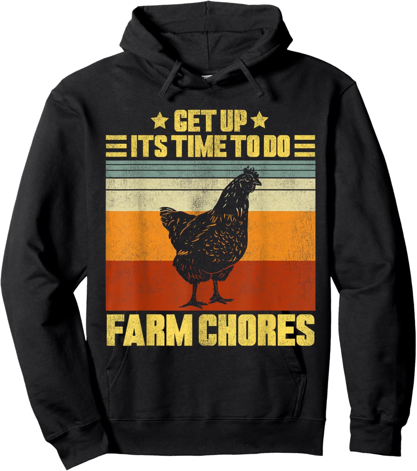 Get Up It's Time To Do Farm Chores Vintage Chicken Hoodie - Hoodie | Black