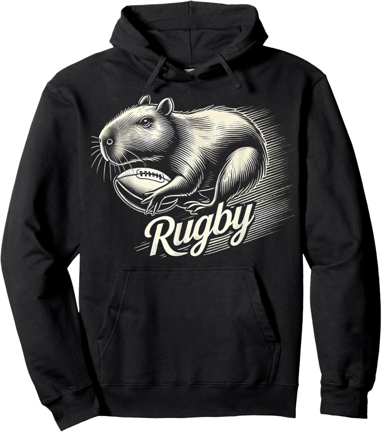 Capybara Rugby Sports Gifts Funny Rugby Player Hoodie - Hoodie | Black