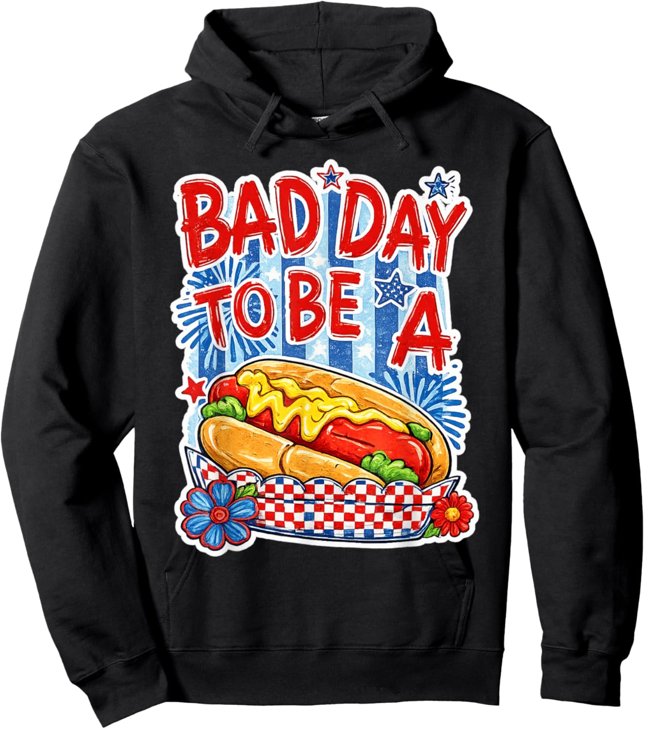 Bad Day to Be A Hot Dog Funny BBQ Grilling 4th of July Hoodie - Hoodie | Black