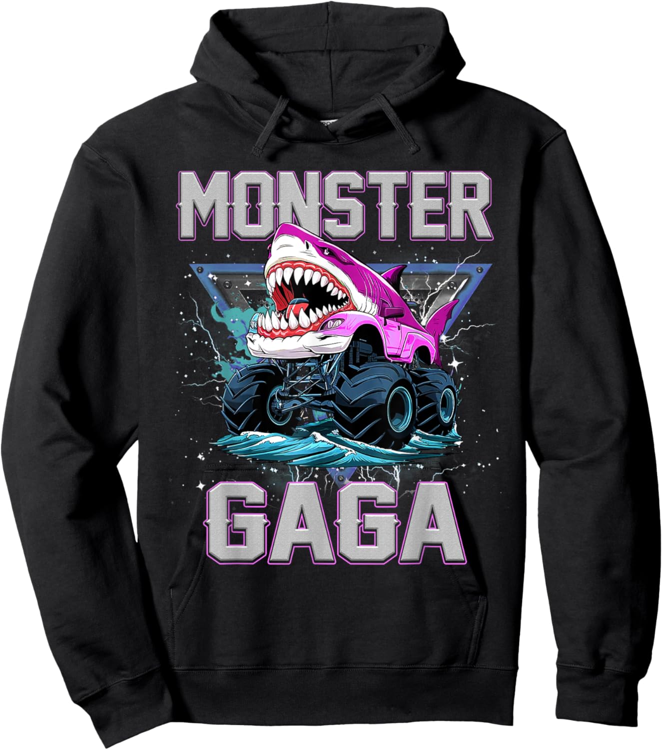 Shark Monster Truck Gaga Monster Truck Are My Jam Truck Hoodie - Hoodie | Black