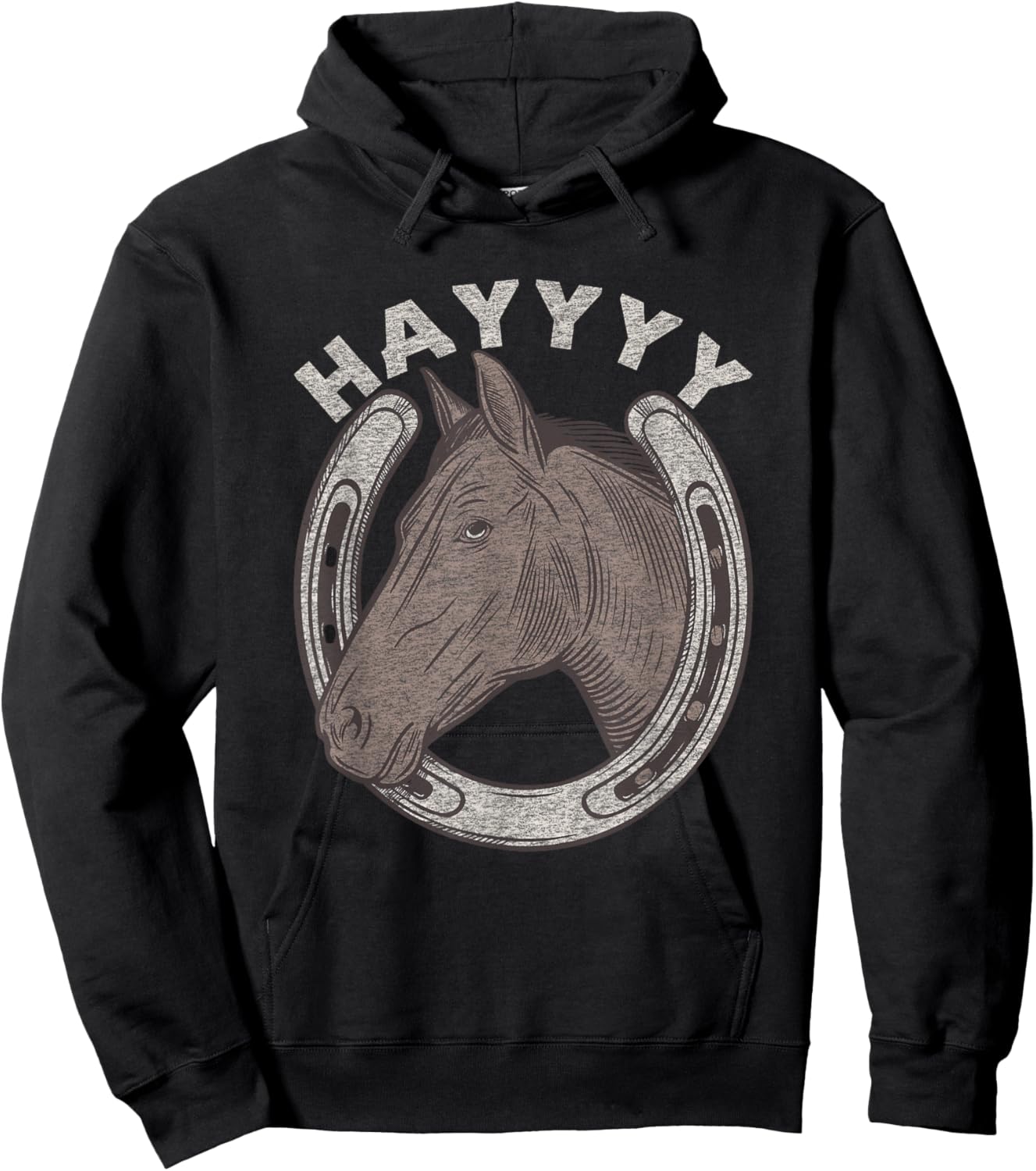 Funny Horse Hay Saying | Equestrian Lover Vintage Graphic Hoodie - Hoodie | Black