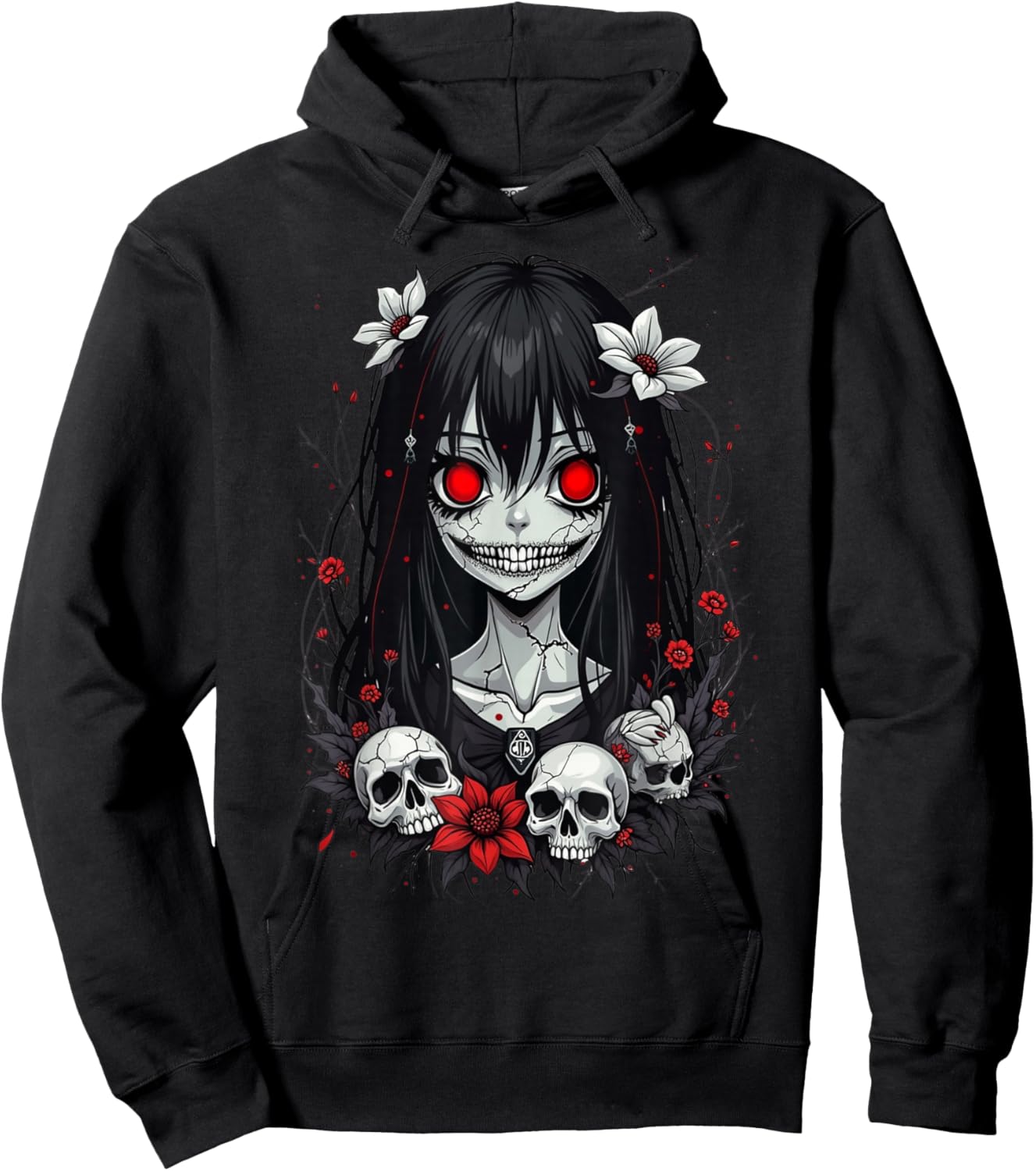 Scary Kawaii Goth Girl | Horror Anime Aesthetics Hoodie - Hoodie | Black