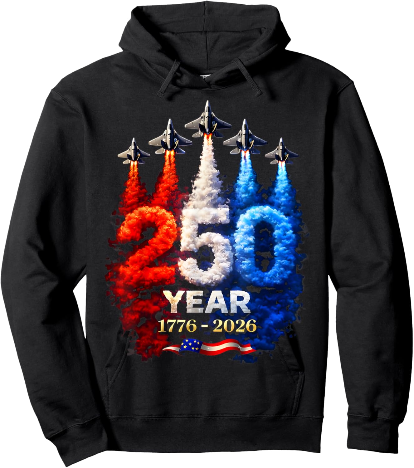 250 Years American 1776 2026 250th USA Patriotic 4th of July Hoodie - Hoodie | Black