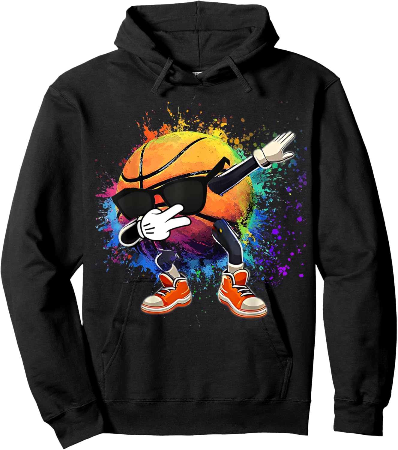 Colorful Basketball Tie Dye Color Splash Hoop Net Slam Dunk Hoodie - Hoodie | Black