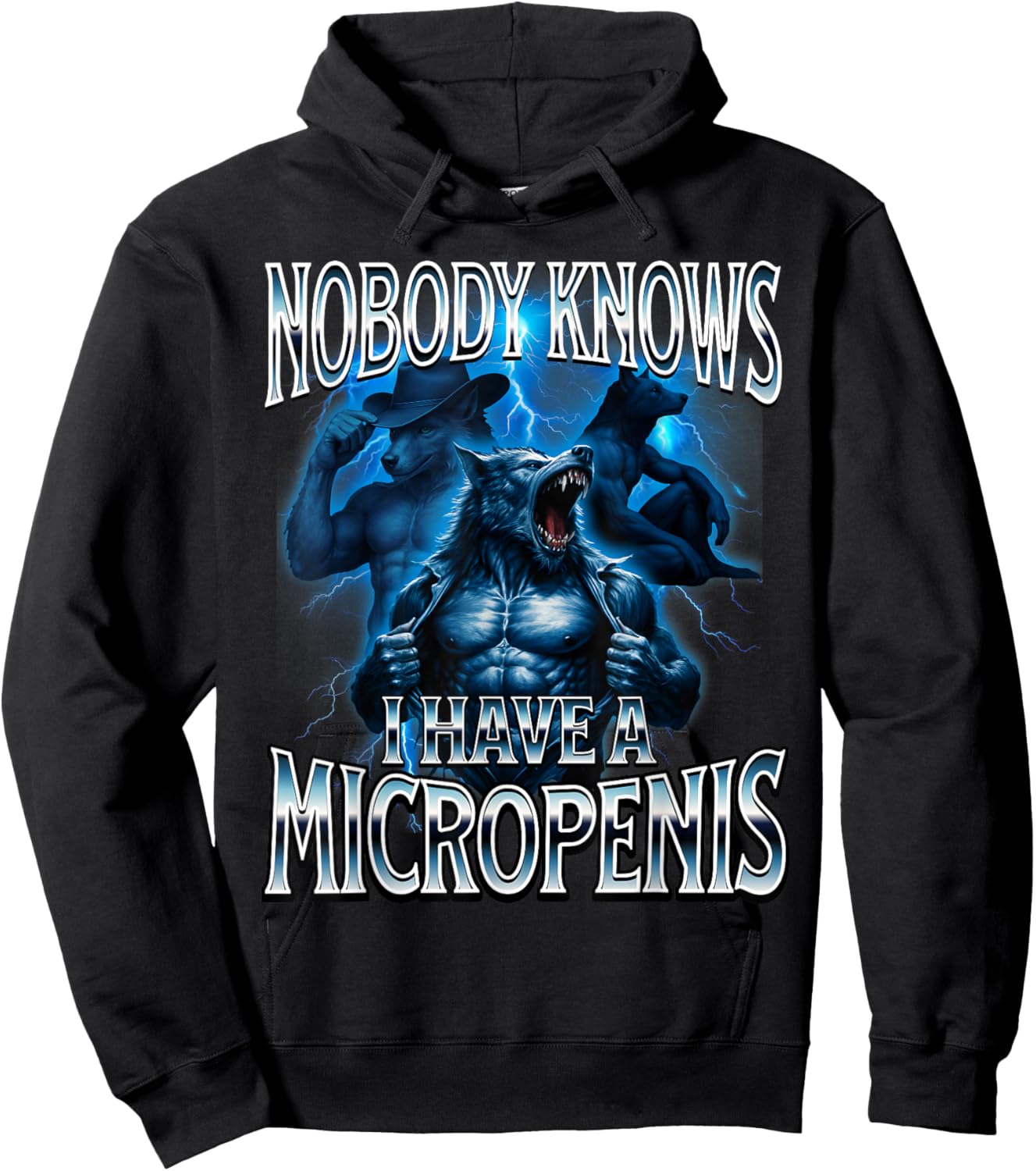 Micro Funny Unappropriate Men's Rude Wolf Embarrassing Hoodie - Hoodie | Black