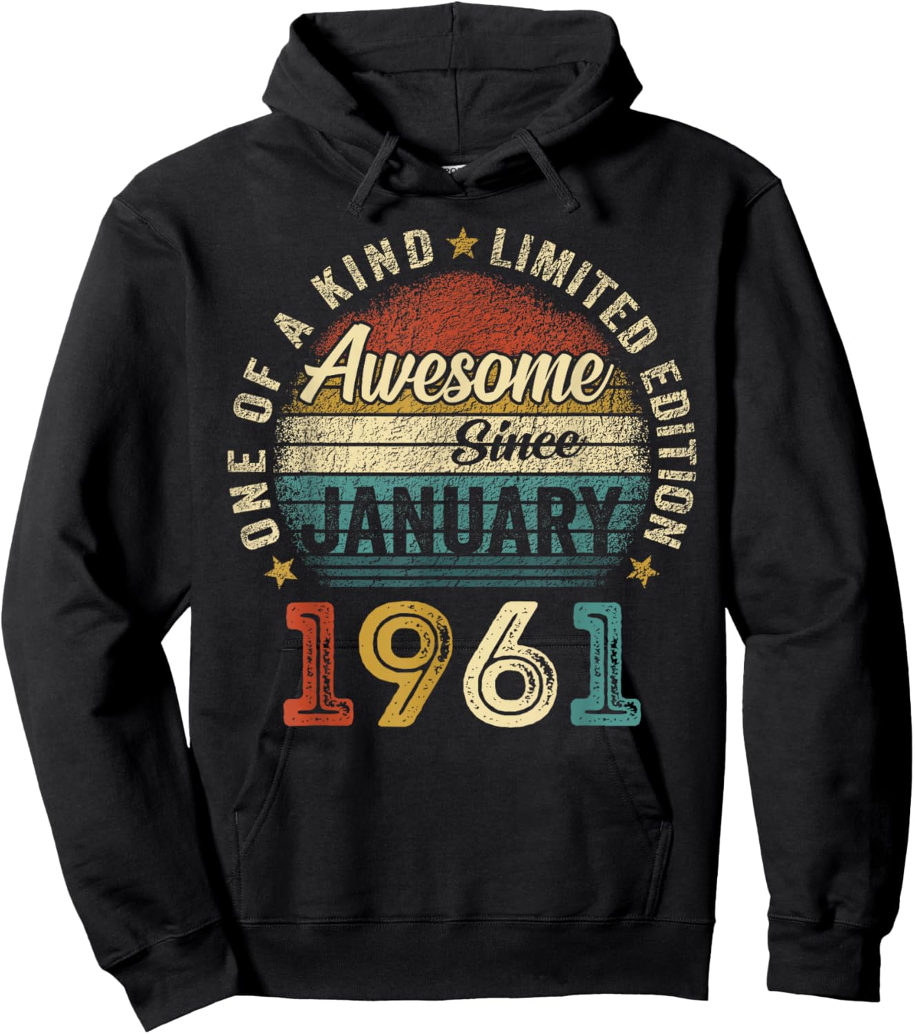 Awesome since January 1961 65 Year Old 65th Birthday Men Dad Hoodie - Hoodie | Black
