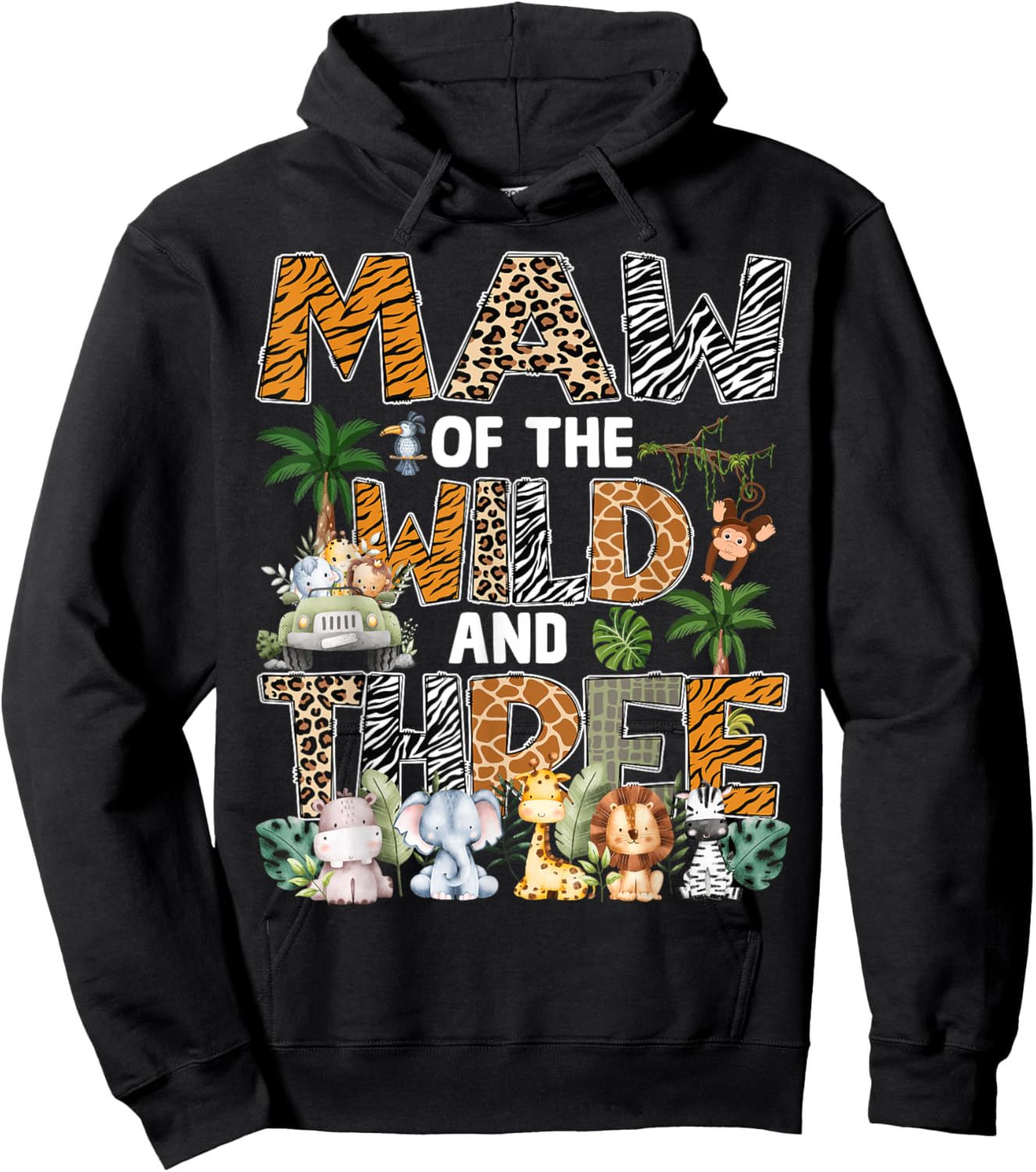 Maw Of The Wild Three Zoo 3Rd Birthday Safari Jungle Hoodie - Hoodie | Black
