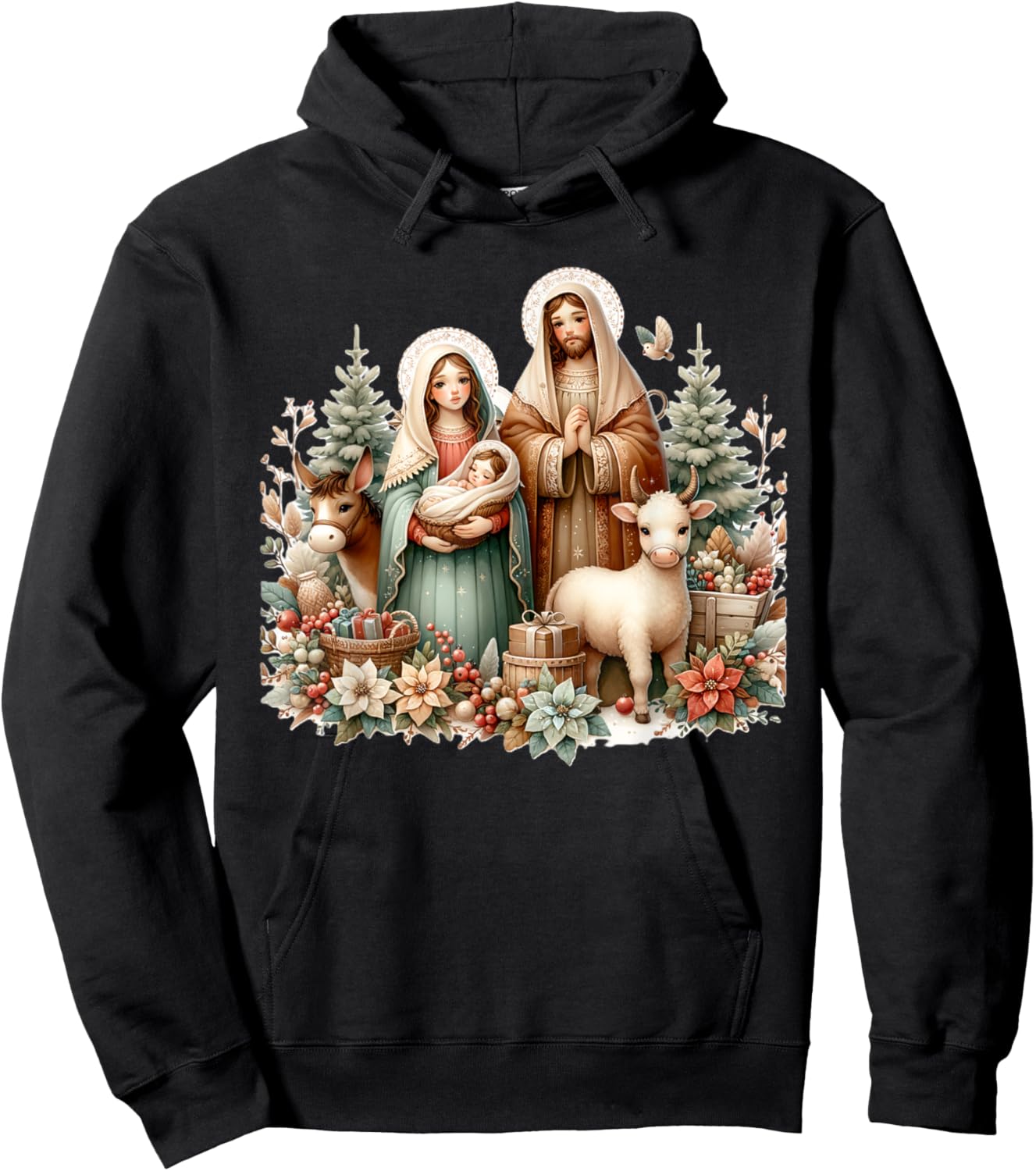 Holy Sacred Family Christmas Nativity Scene Religious Art Hoodie - Hoodie | Black