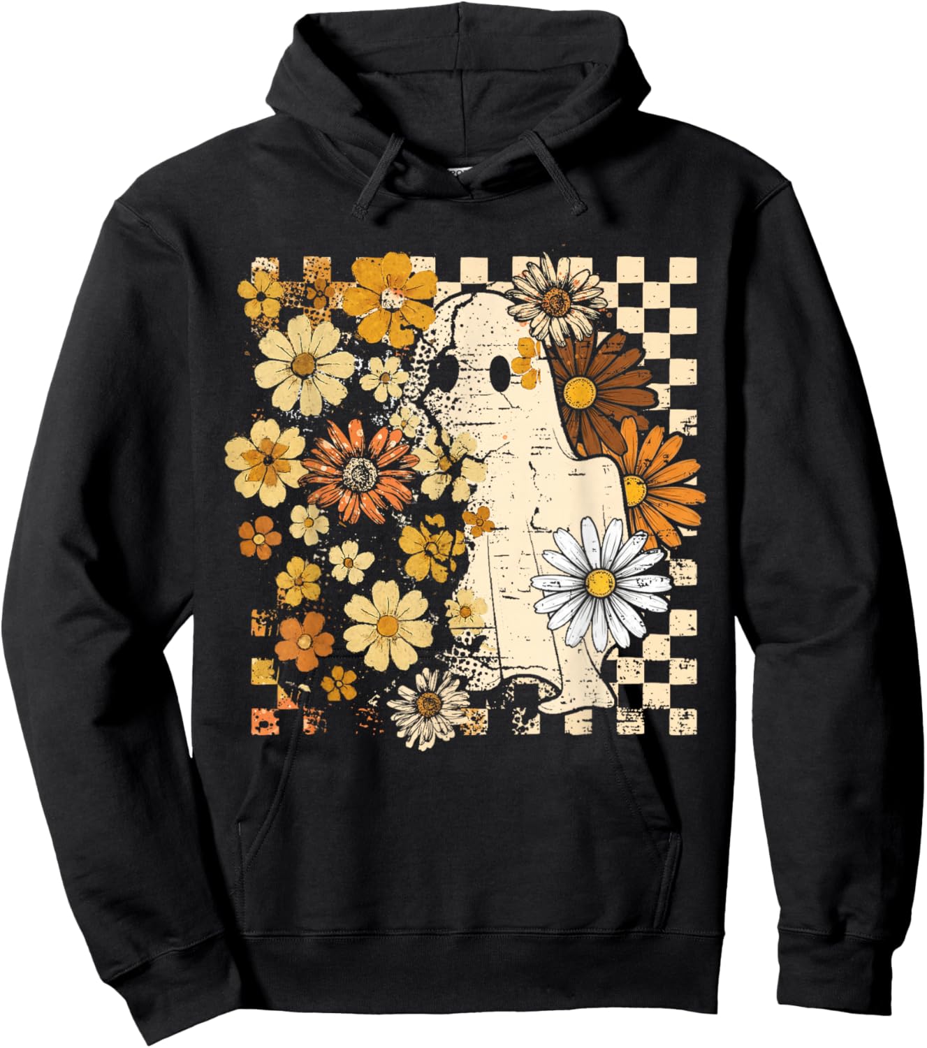 Vintage Ghost Floral Halloween Fall Thankgiving Costume Hoodie - Hoodie | Black
