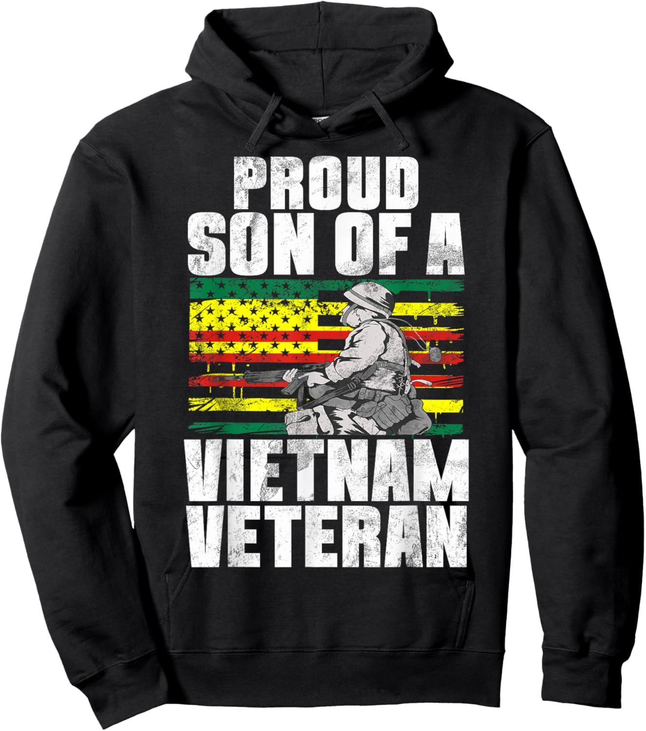Proud Son Of A Vietnam Veteran Independence Army Grandson Hoodie - Hoodie | Black