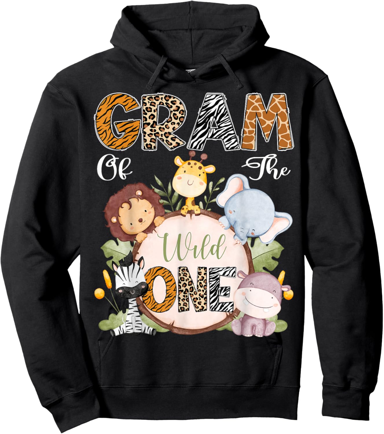 Gram Of The Wild One 1St Birthday Safari Woodland Hoodie - Hoodie | Black