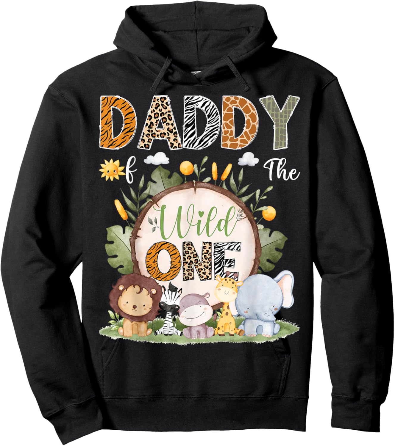 Daddy Of The Wild One 1St Birthday Kids Safari Woodland Hoodie - Hoodie | Black