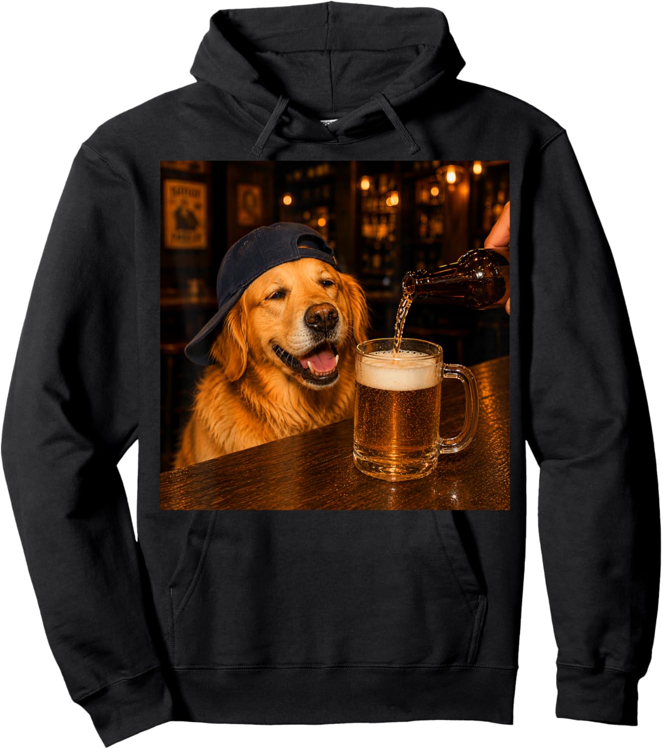 Golden Retriever Drinking Beer, Dog Meme Hoodie - Hoodie | Black