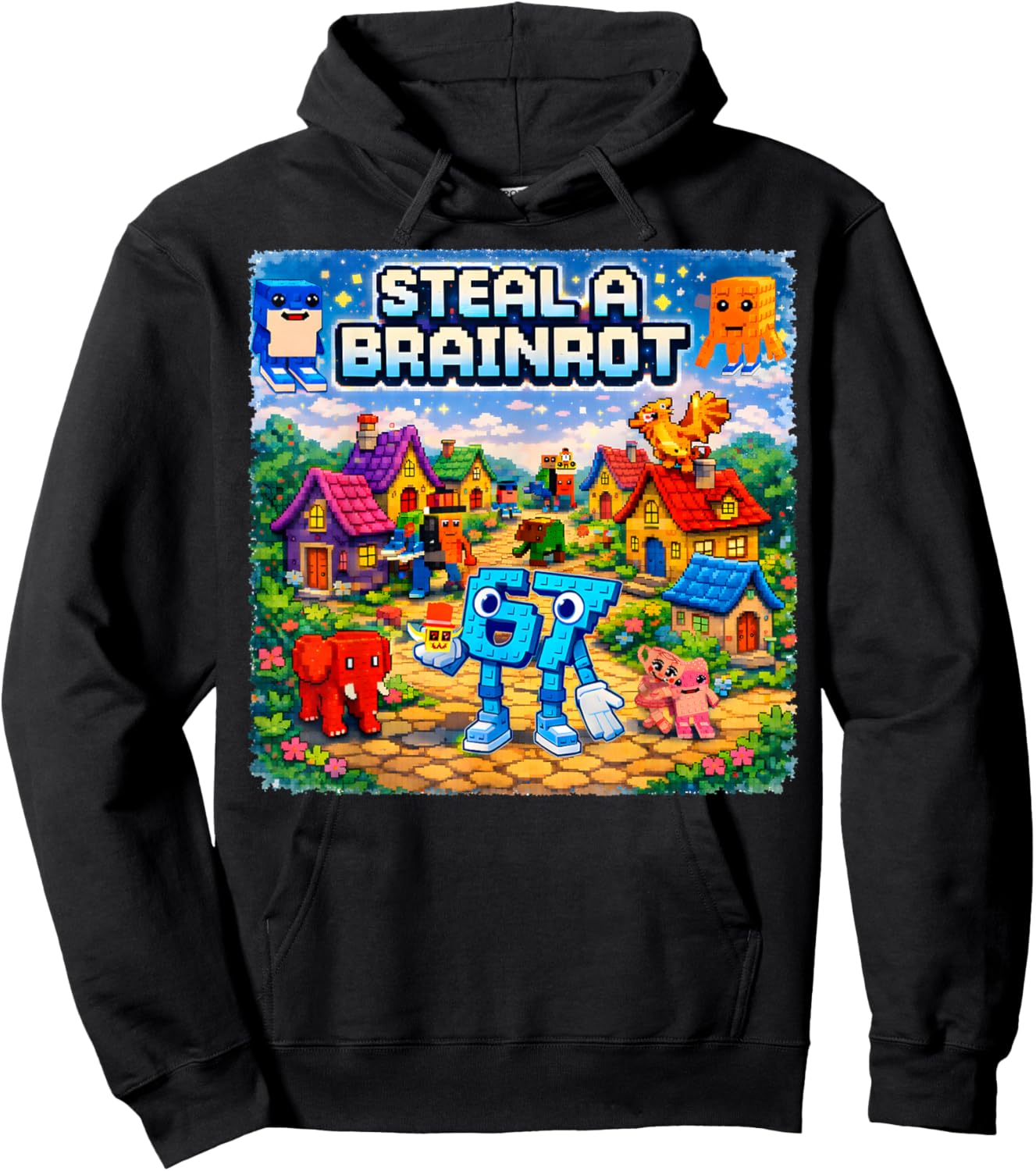 Steal A BRAINROT Funny 67 Brainrot Meme Gift Boy Kid Hoodie - Hoodie | Black