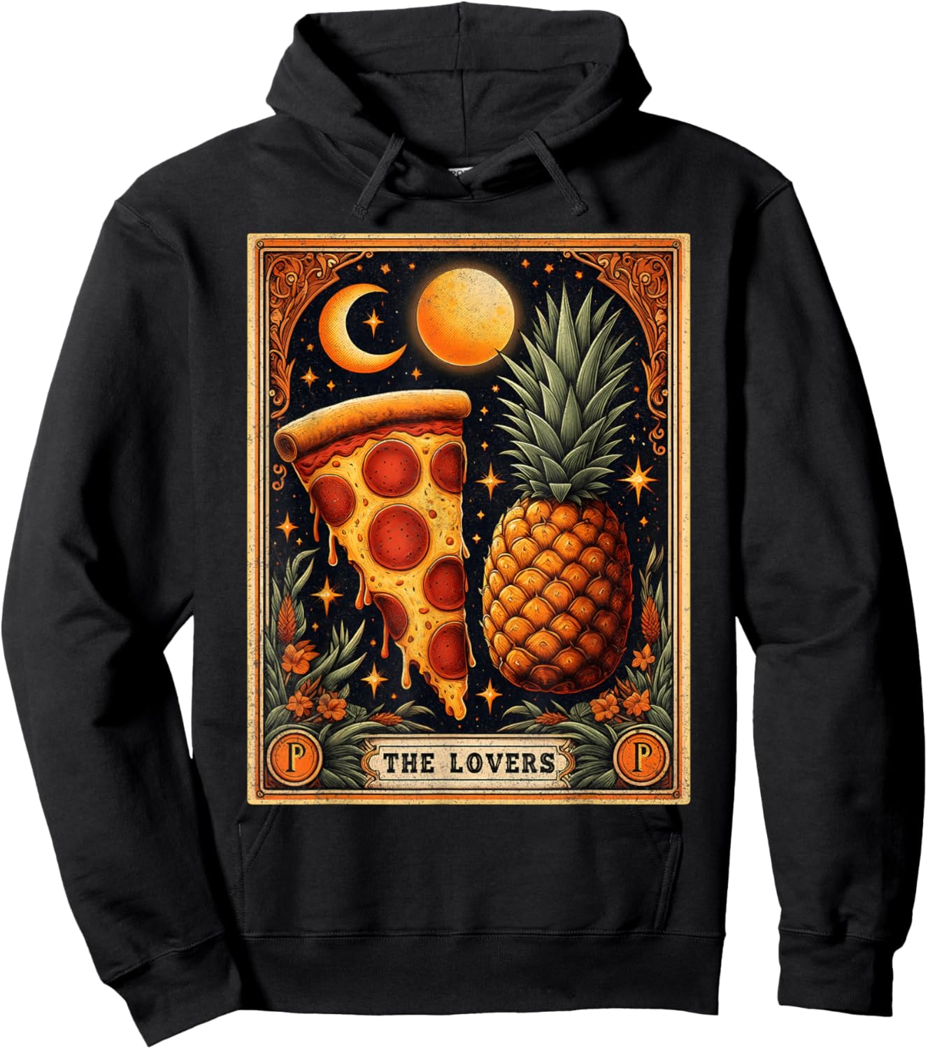 The Lovers Tarot Card Shirt Hawaiian Pineapple Pizza Lover Hoodie - Hoodie | Black