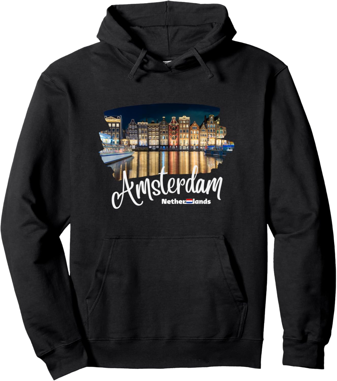 Amsterdam - Pays-Bas/Hollande - Amsterdam Manche Longue Hoodie - Hoodie | Black