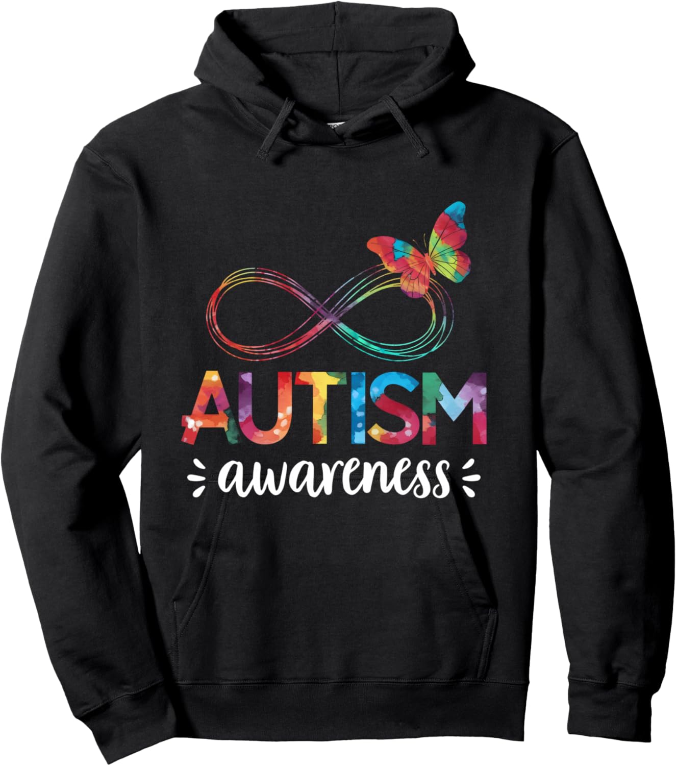 Tie Dye Autism Awareness Infinity Symbol Men Kids Hoodie - Hoodie | Black