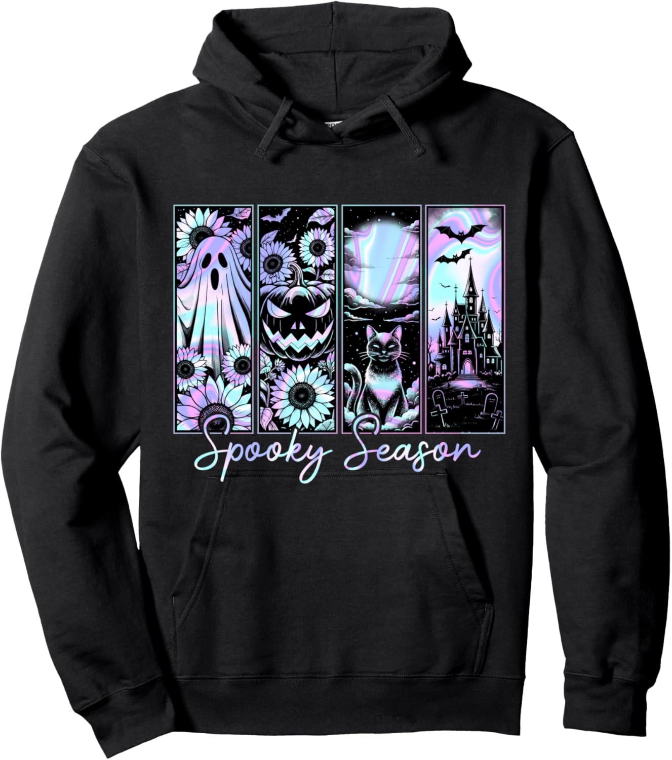 Spooky Season Halloween Ghost Pumpkin Black-Cats Horror Hoodie - Hoodie | Black