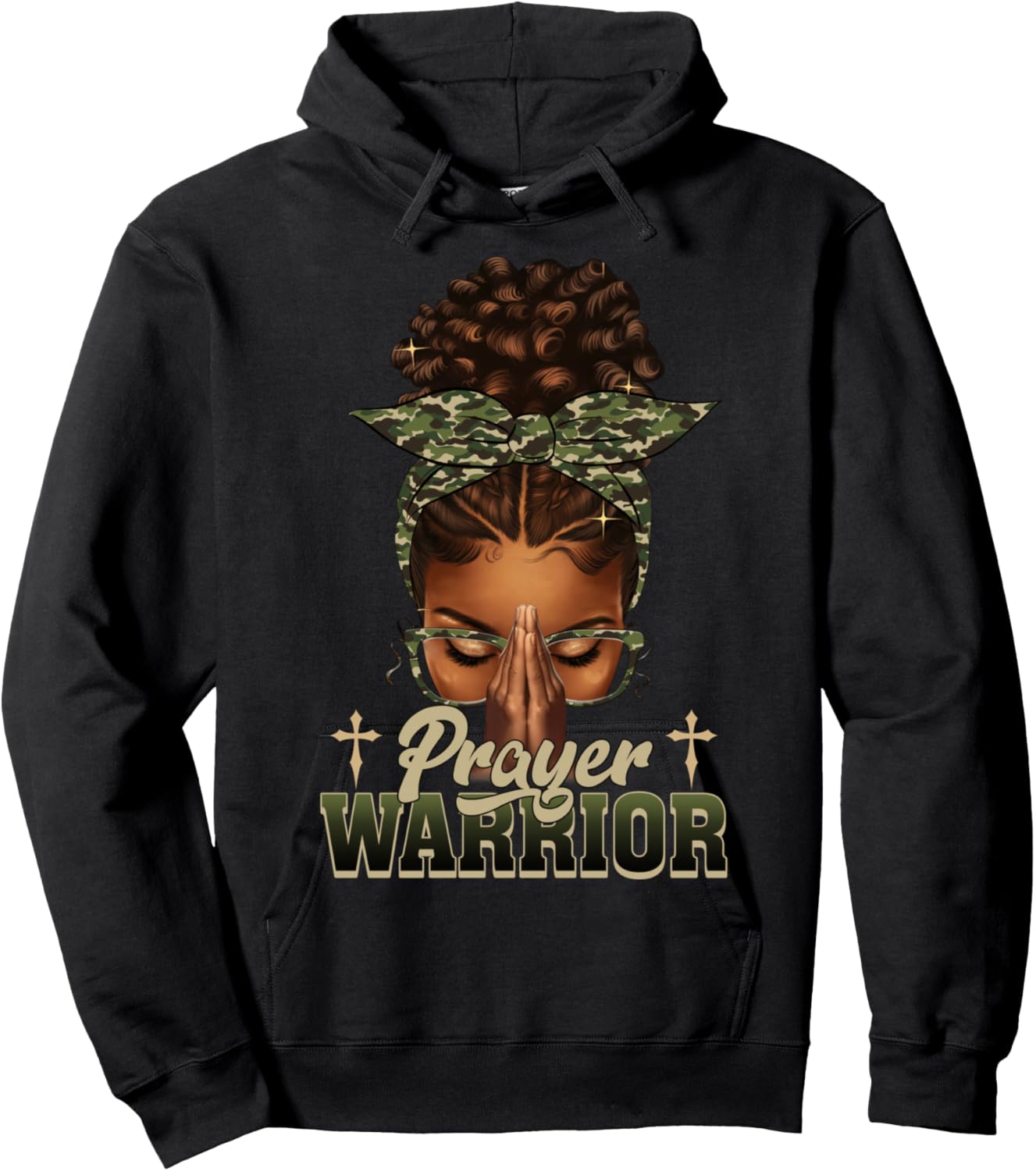 Praying Black Woman Afro Christian Sayings Prayer Warrior Hoodie - Hoodie | Black