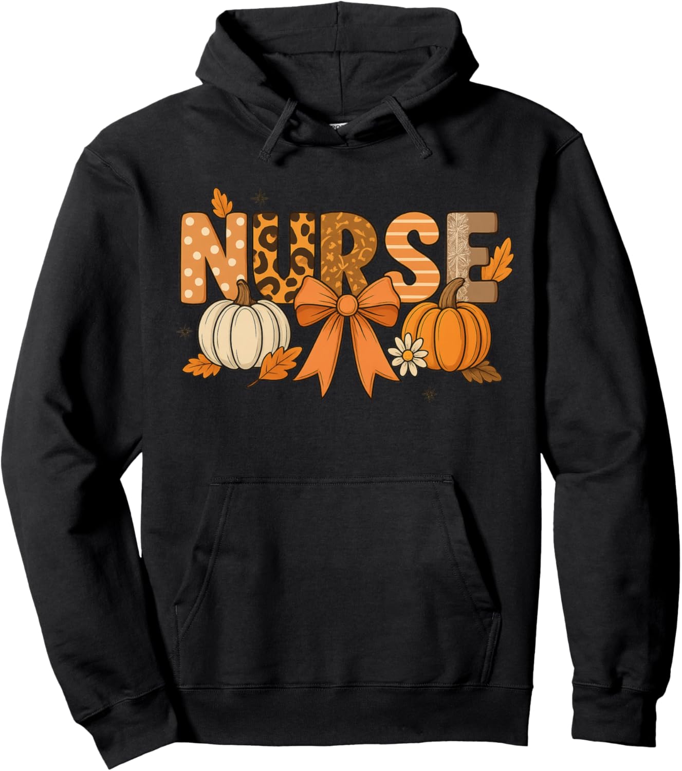 Fall Nurse Pumpkin Leopard Print Autumn Thanksgiving Hoodie - Hoodie | Black