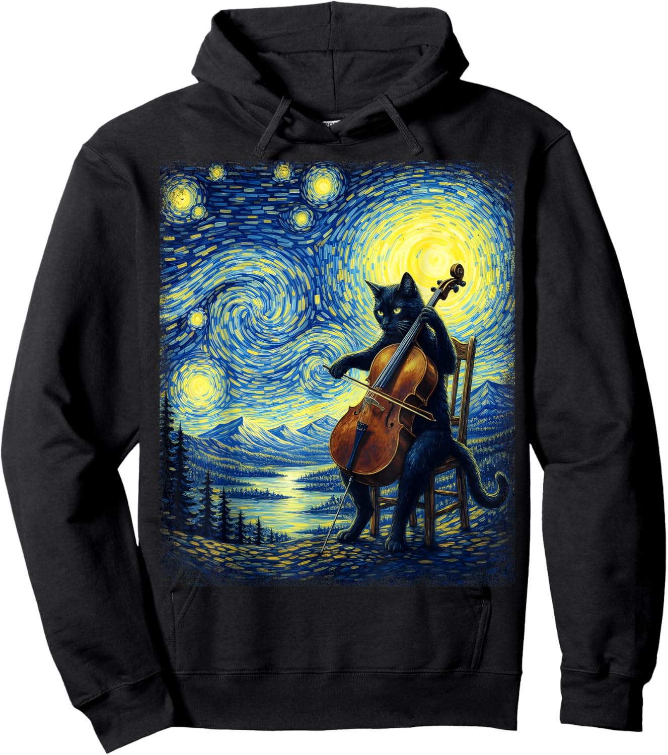 Funny Cat Playing Cello Musician Music Musical Instrument Hoodie - Hoodie | Black